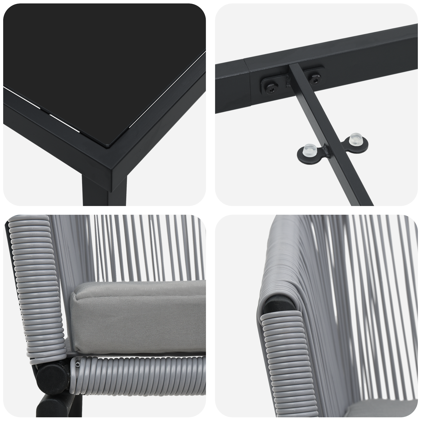 9 Часова Градинска Трапезария Комплект Сив Полиратан - Image 9