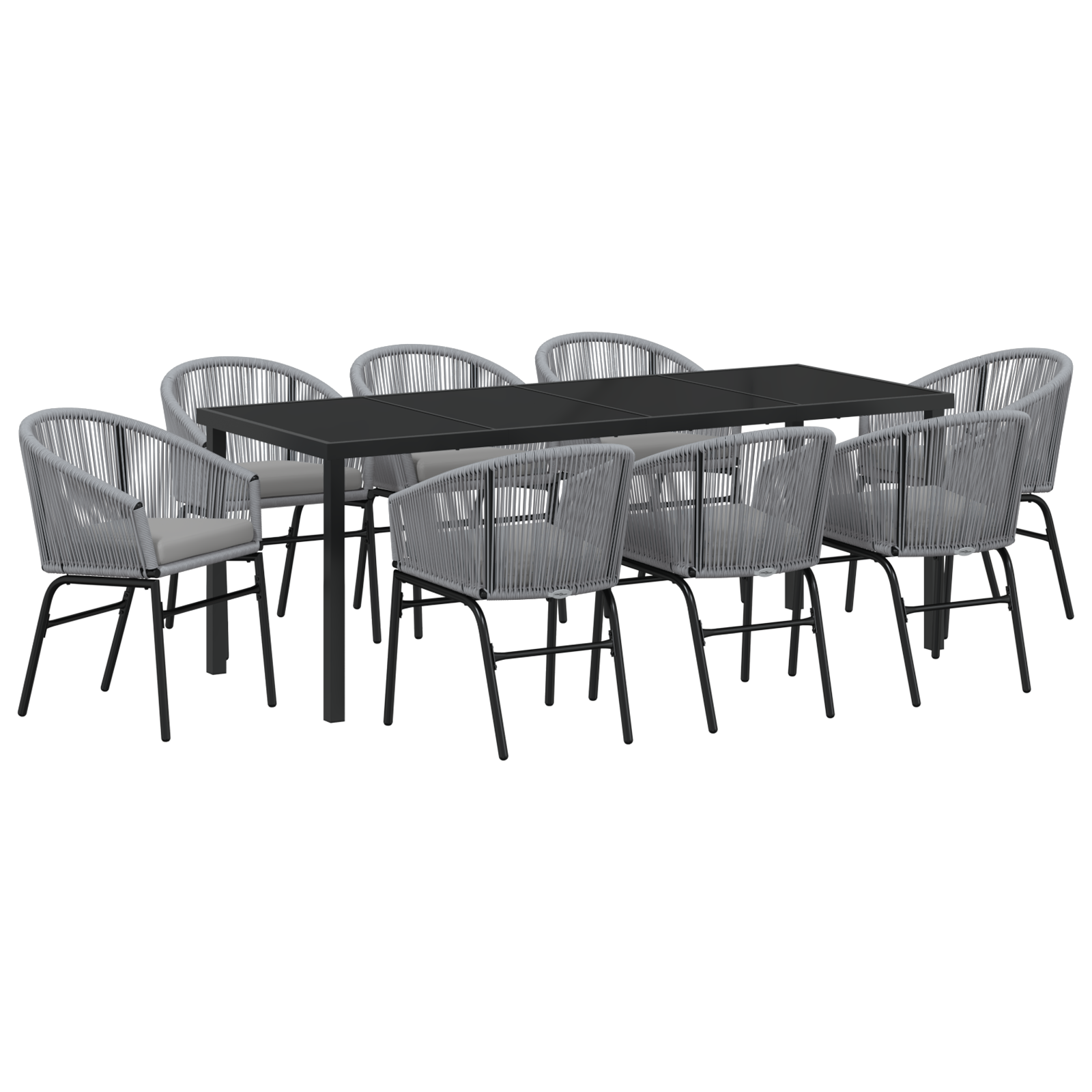 9 Часова Градинска Трапезария Комплект Сив Полиратан - Image 2
