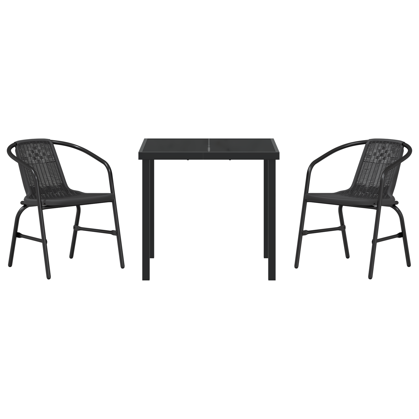 3 частен градински комплект за хранене Черен поли ратан - Image 7