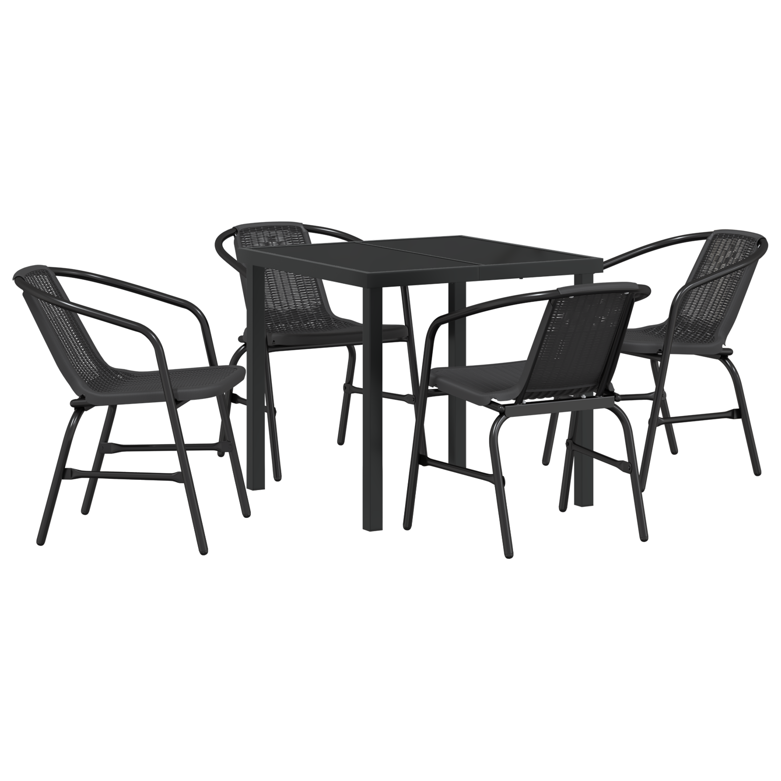 Thumbnail - vidaXL 5-teiliges Garten-Esszimmer-Set in Schwarz aus Poly Rattan