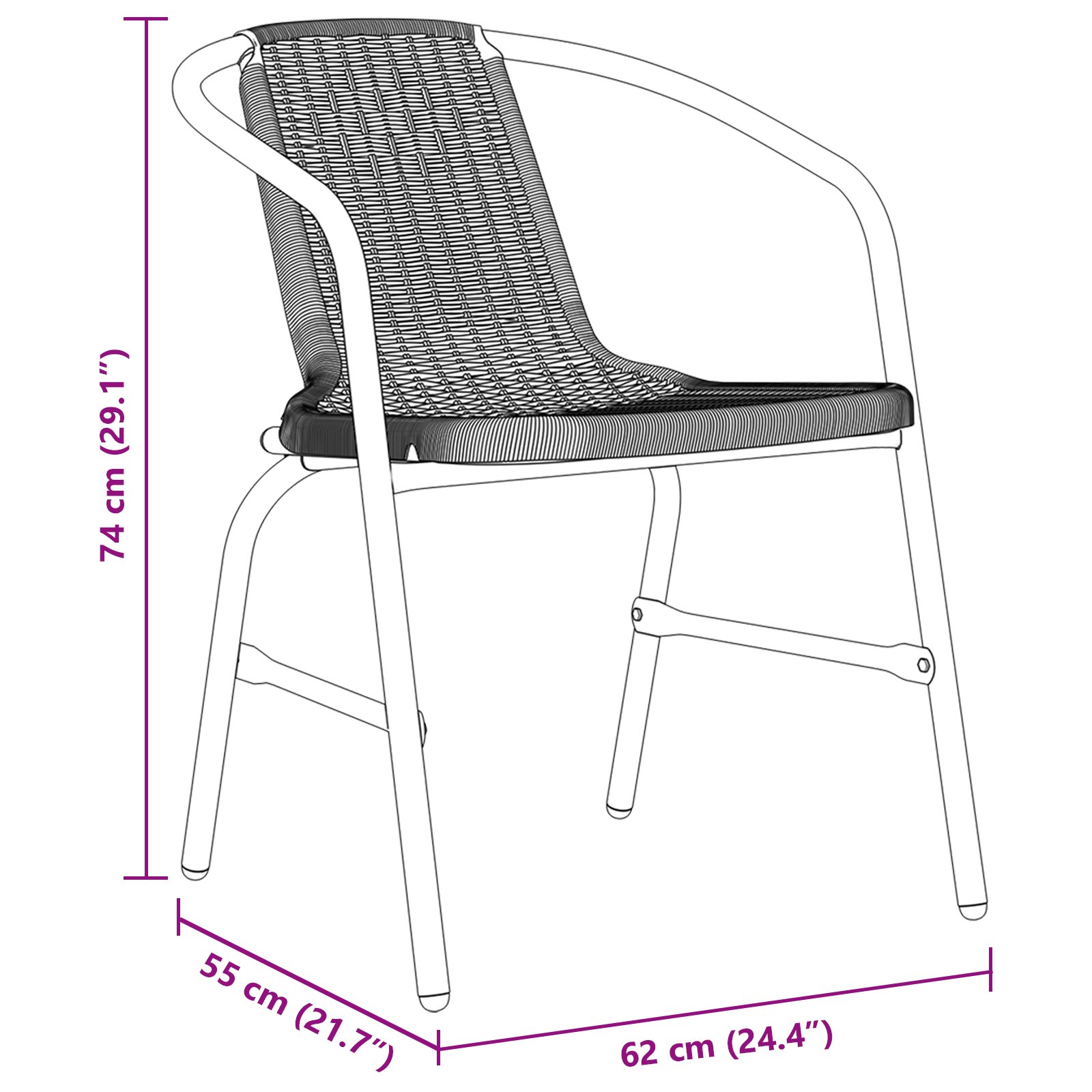 9 Часов Градински Трапезен Комплект Черен Полимере - Image 10