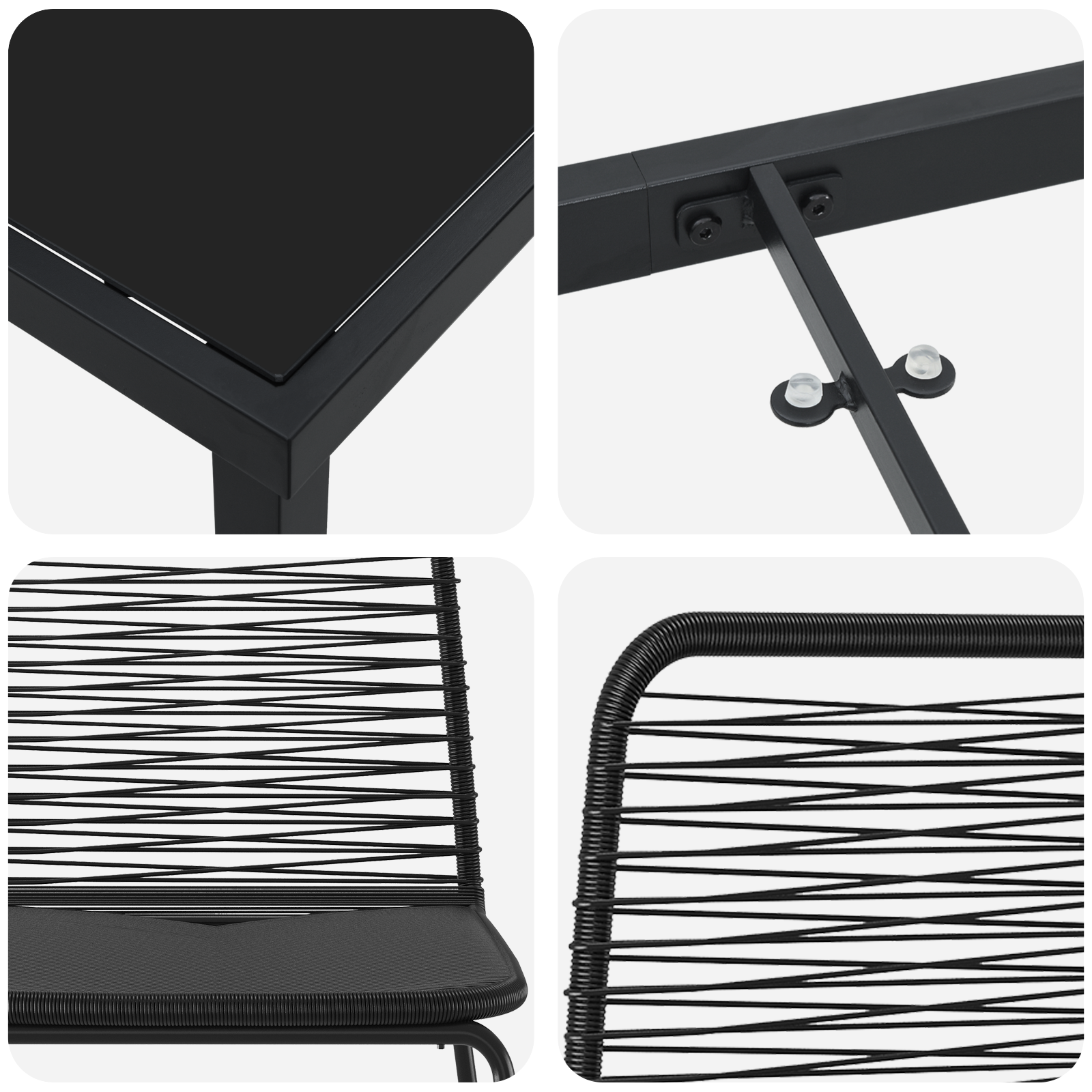 3-членен комплект за хранене на градината черен полиратан - Image 9