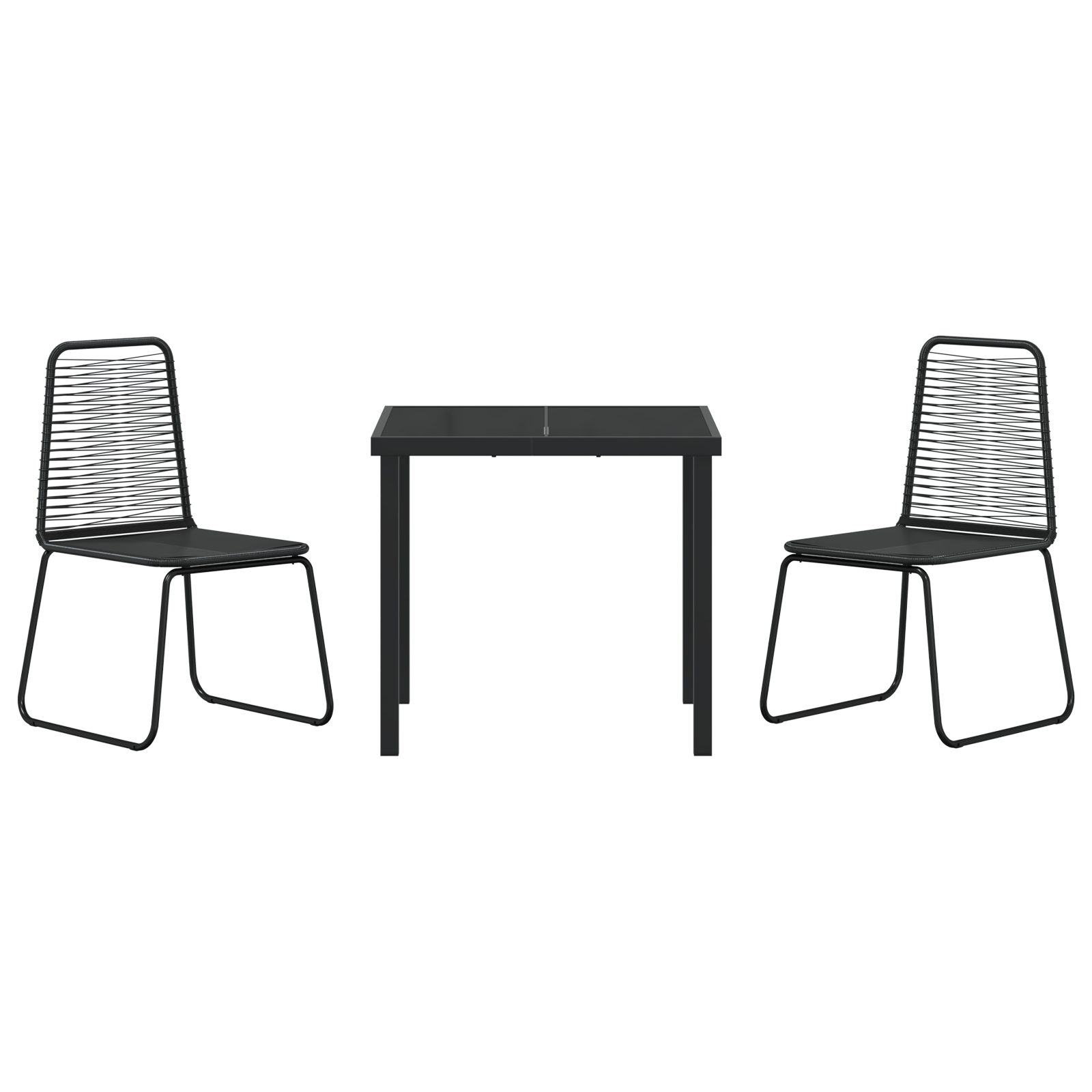 3-членен комплект за хранене на градината черен полиратан - Image 7