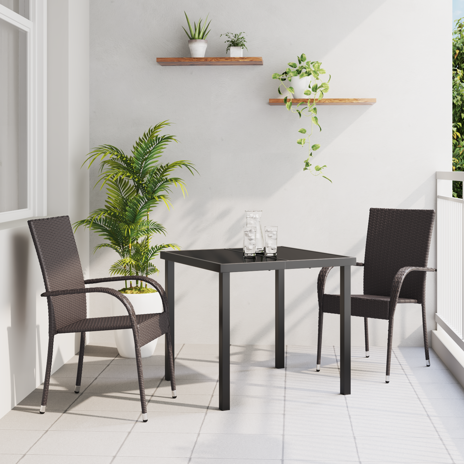 Thumbnail - vidaXL 3-teilige Gartentischgruppe aus braunem Poly-Rattan