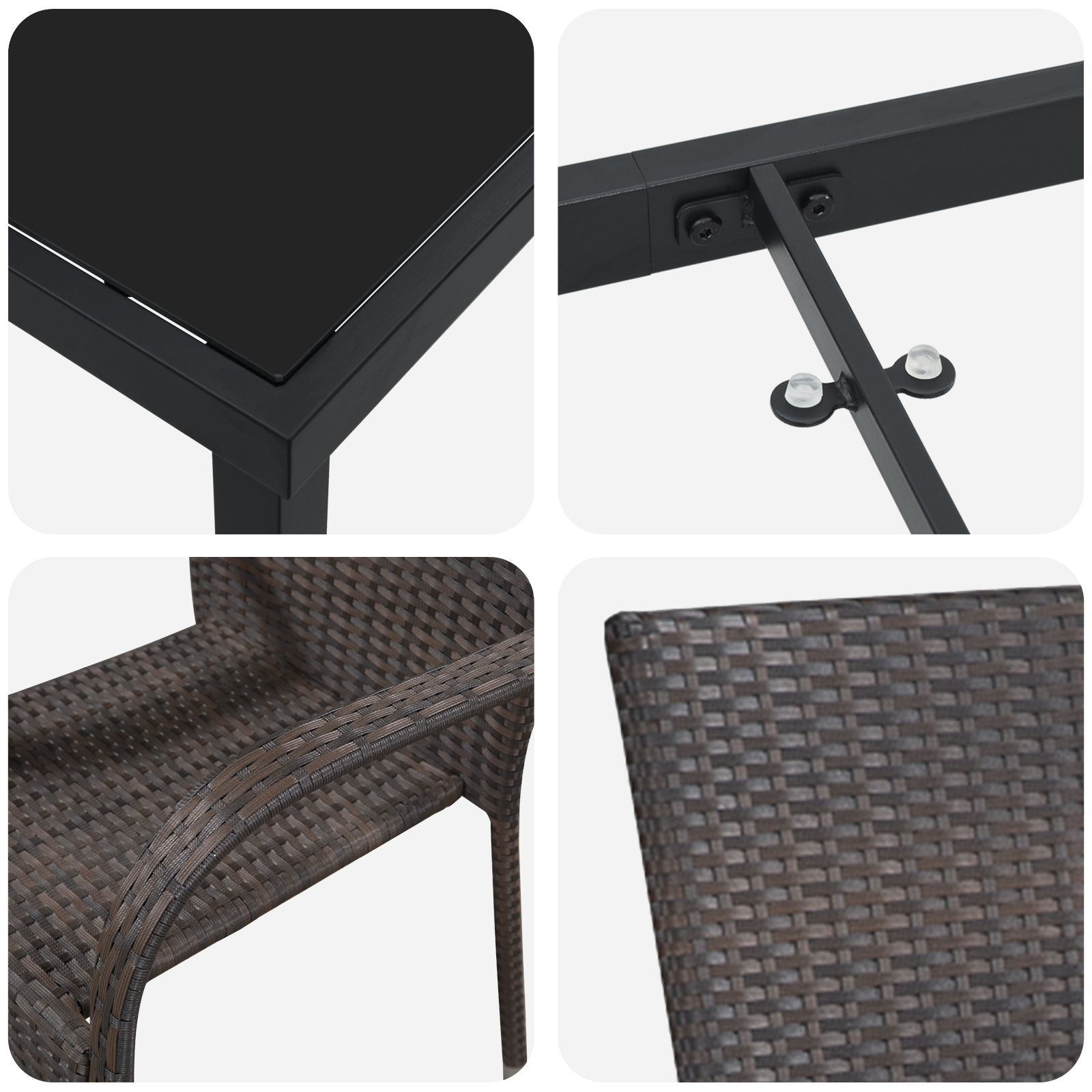 Комплект за градинско хранене - 5 части - Кафяв Поли ратан - Image 9