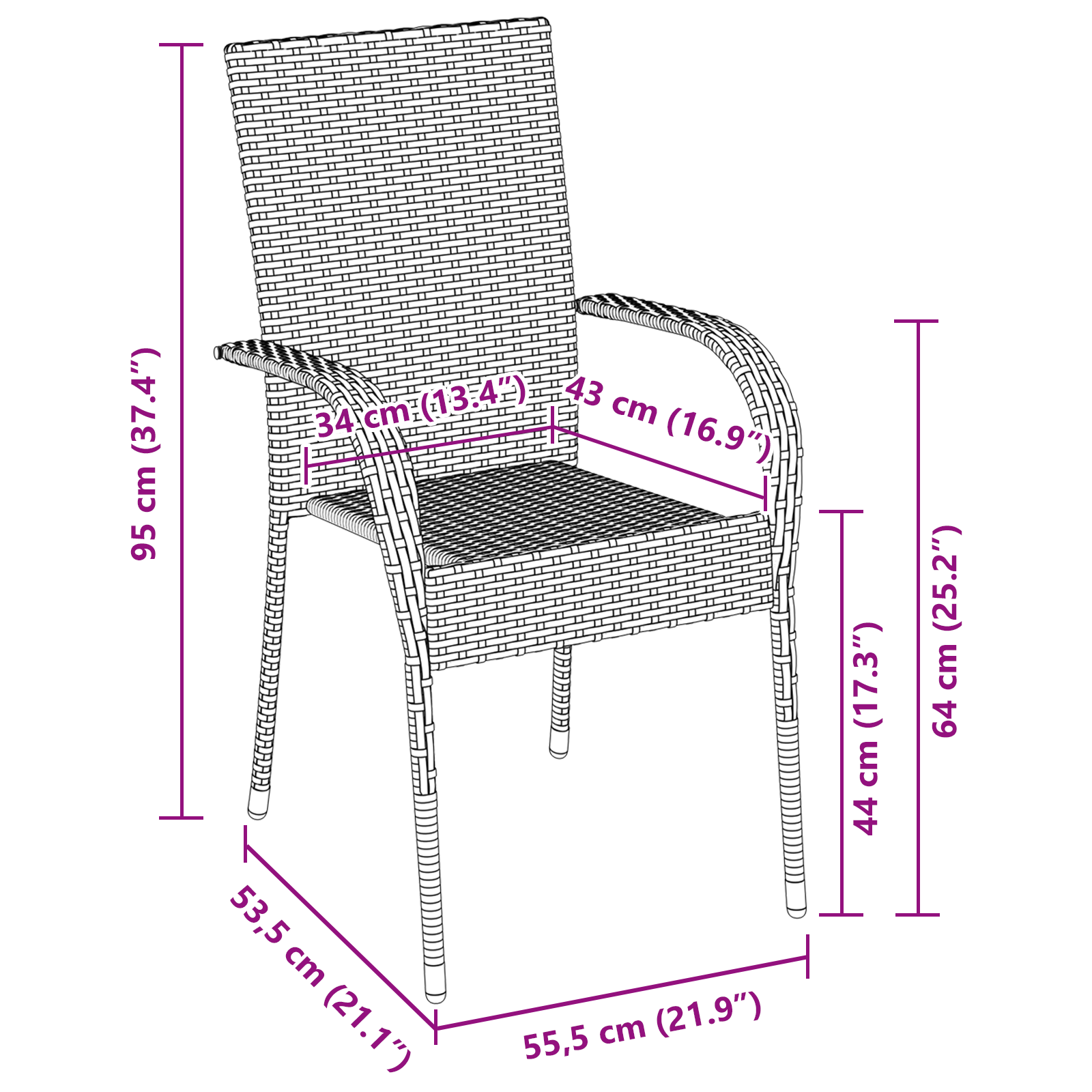 5 Частен градински комплект за трапезария Кафяв Полиратан - Image 10