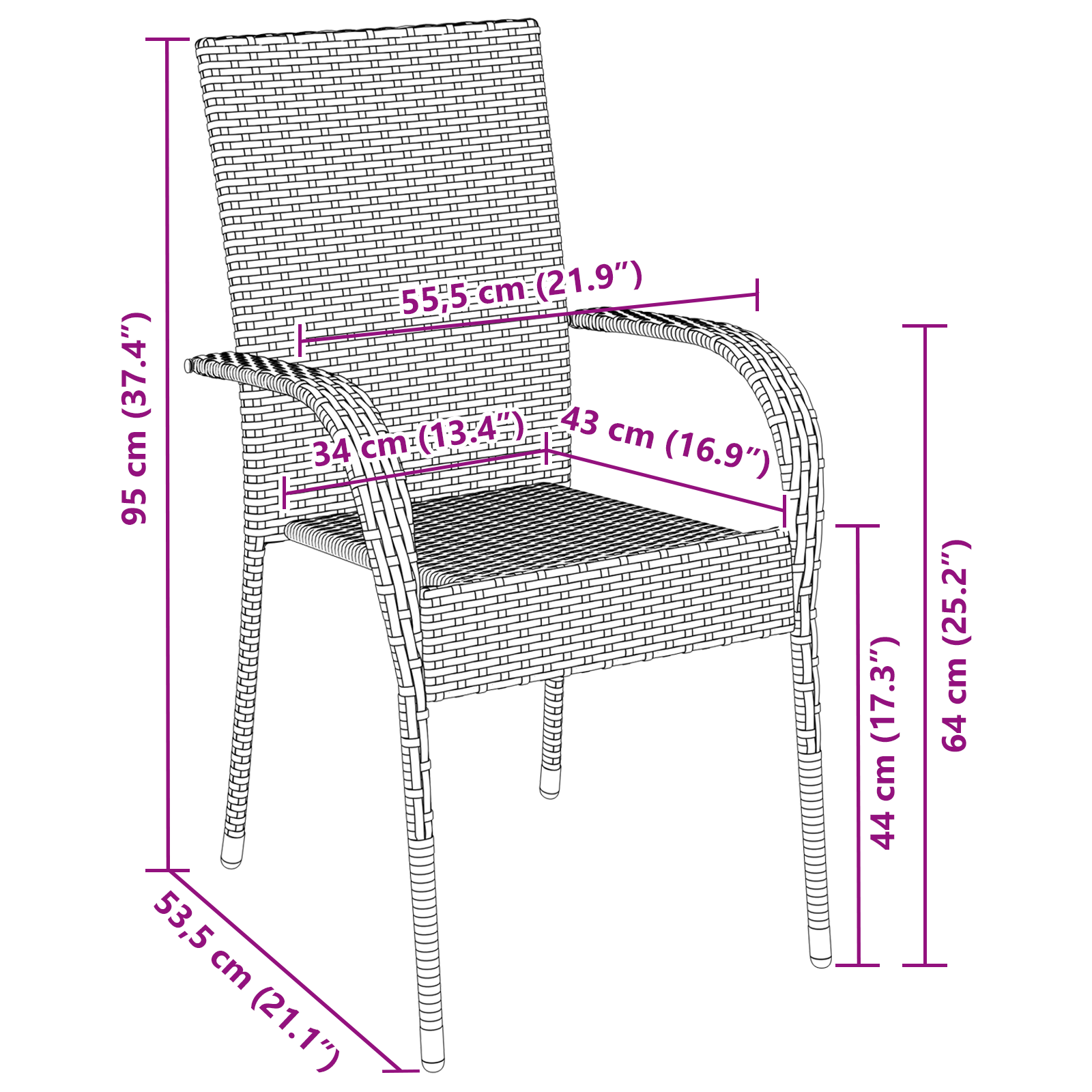 3-частен градински трапезен комплект черен полиратан - Image 10