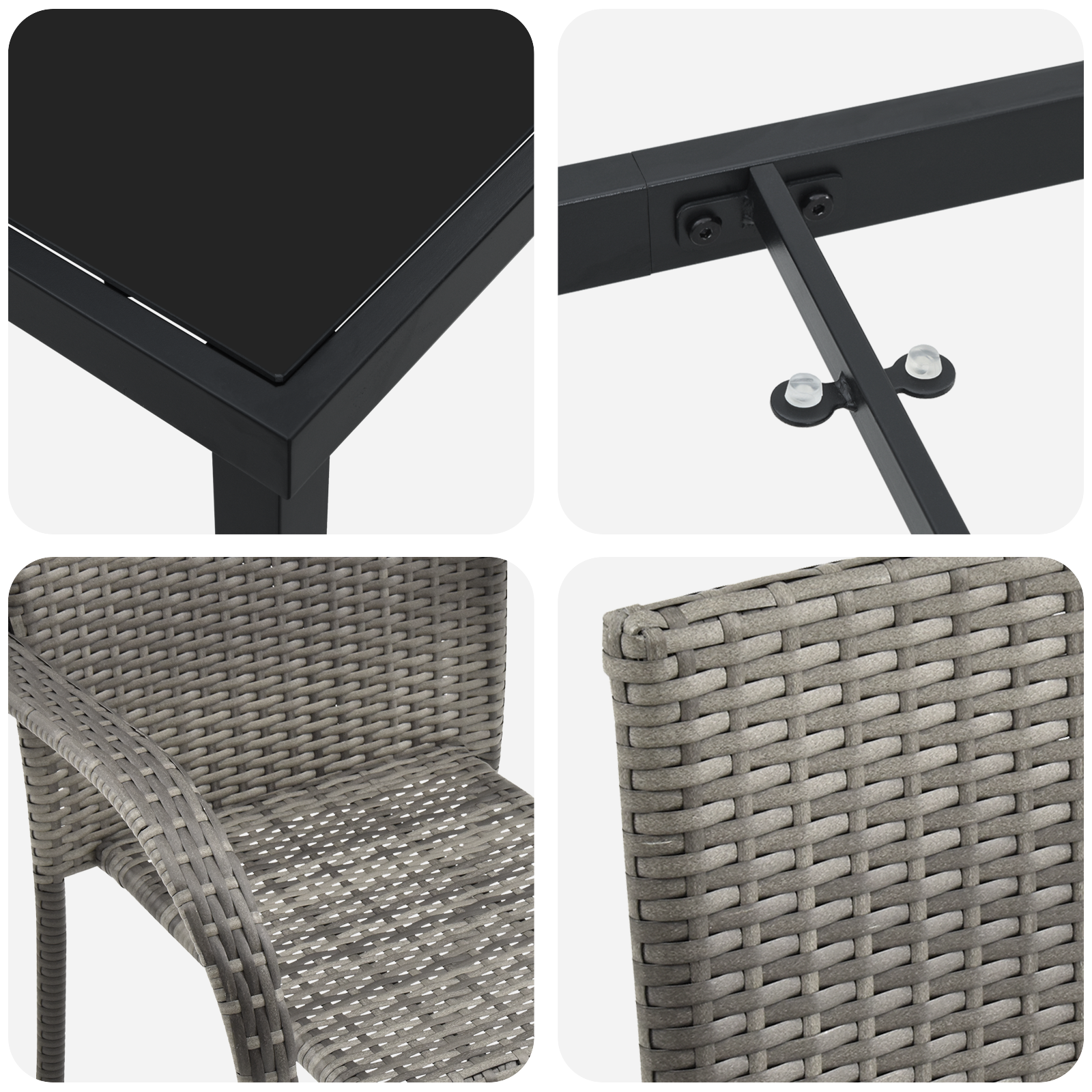 5-частов комплект за градинско хранене с сив полиратан - Image 9