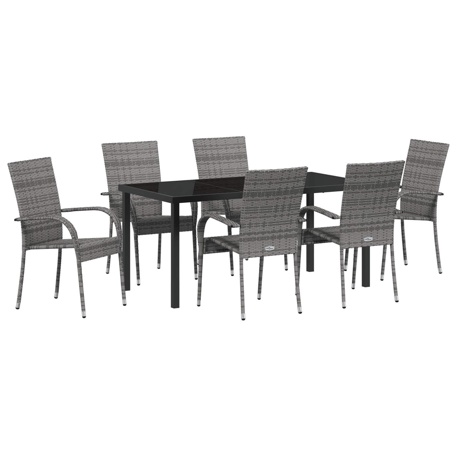 7-teiliges Garten-Essset Grau Poly-Rattan - Gartenmöbel - Your Garden Eden