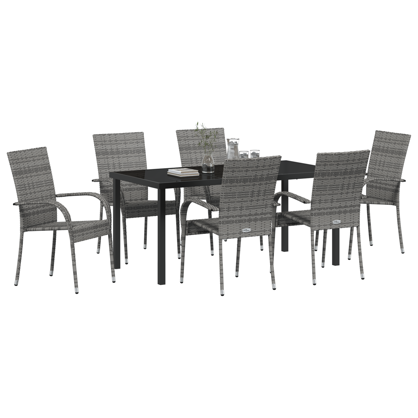 7-teiliges Garten-Essset Grau Poly-Rattan - Gartenmöbel - Your Garden Eden