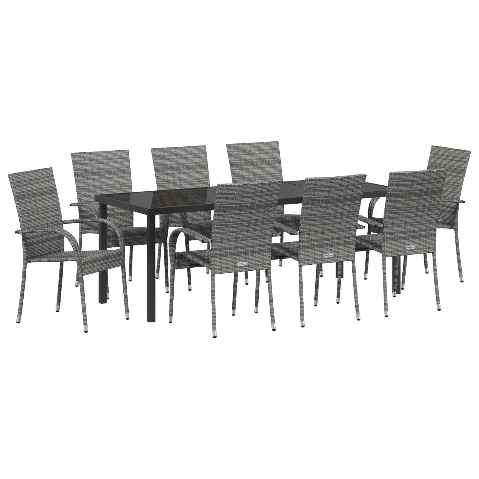 5 части комплект за градинска трапезария сив полиратан - Image 2