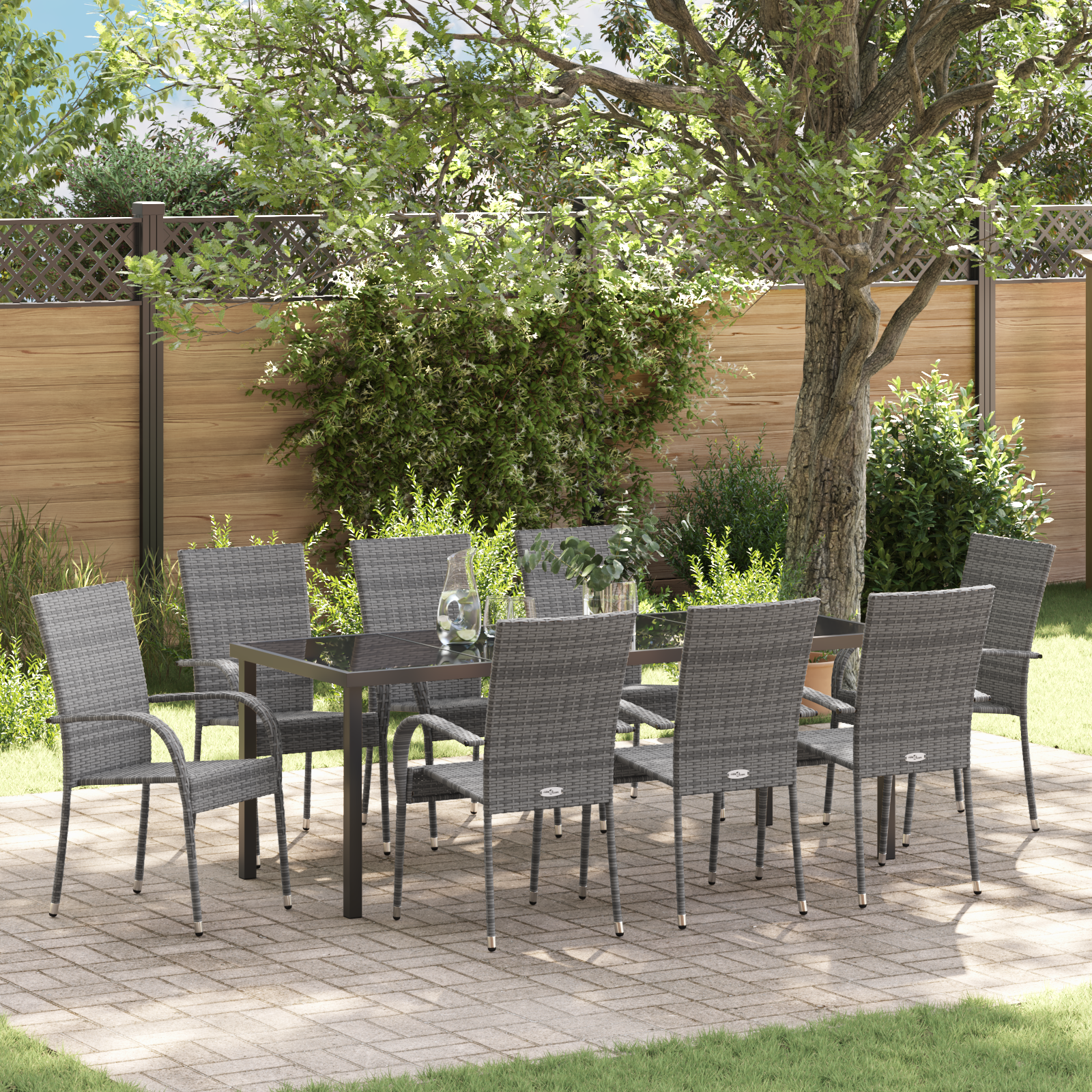 7-teiliges Garten-Essset Grau Poly-Rattan - Gartenmöbel - Your Garden Eden