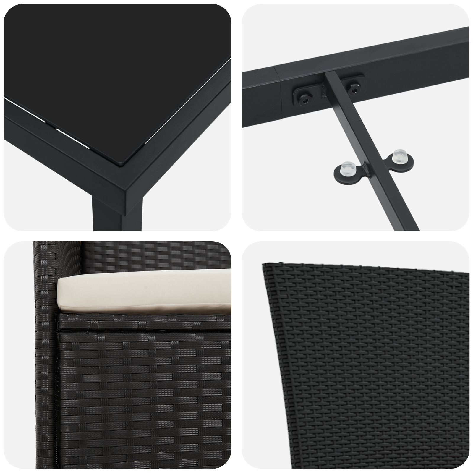 Комплект градински мебели от 5 части с възглавници Черен полиратан - Image 9