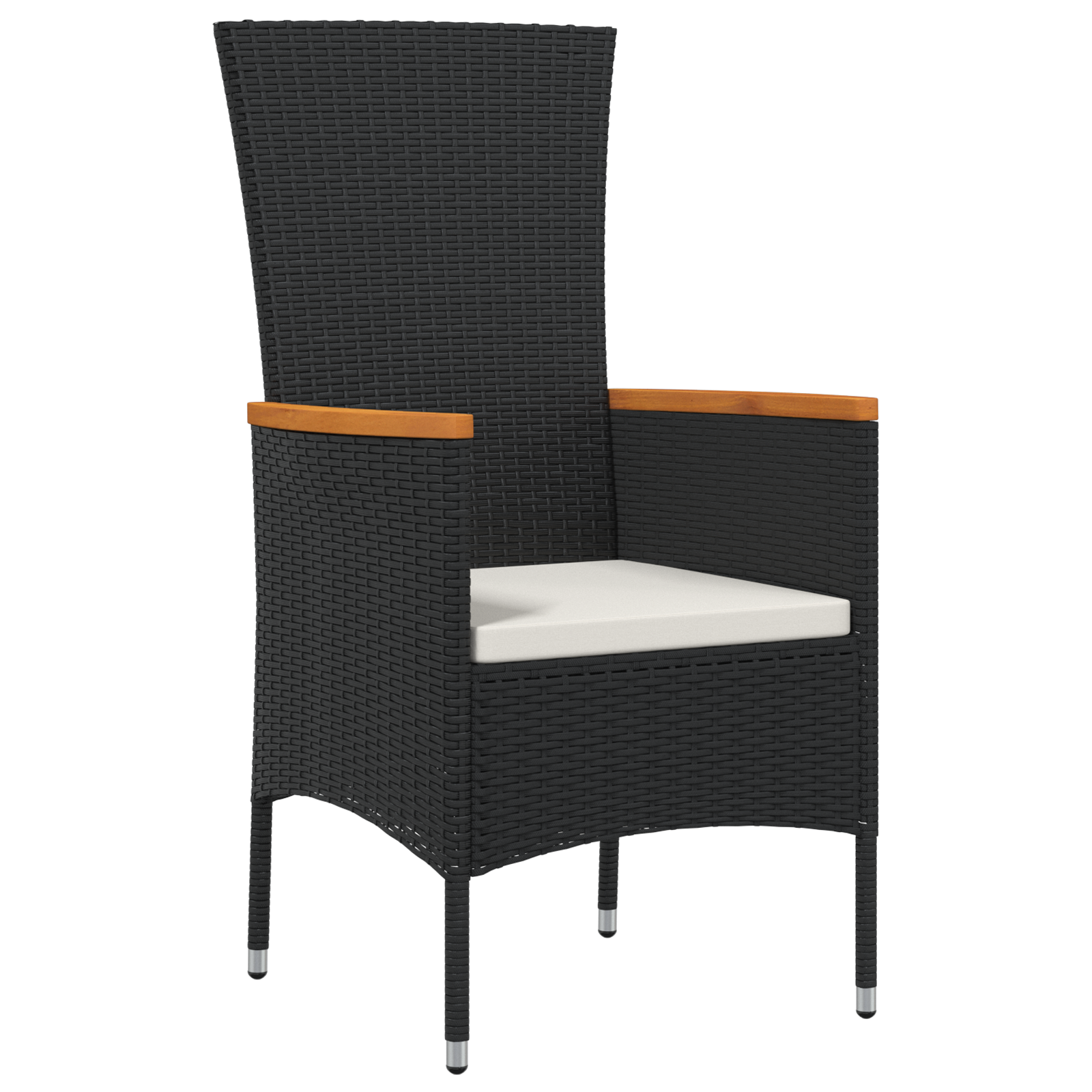 9 Часов комплект за градинско хранене с възглавници Черен полиратан - Image 6