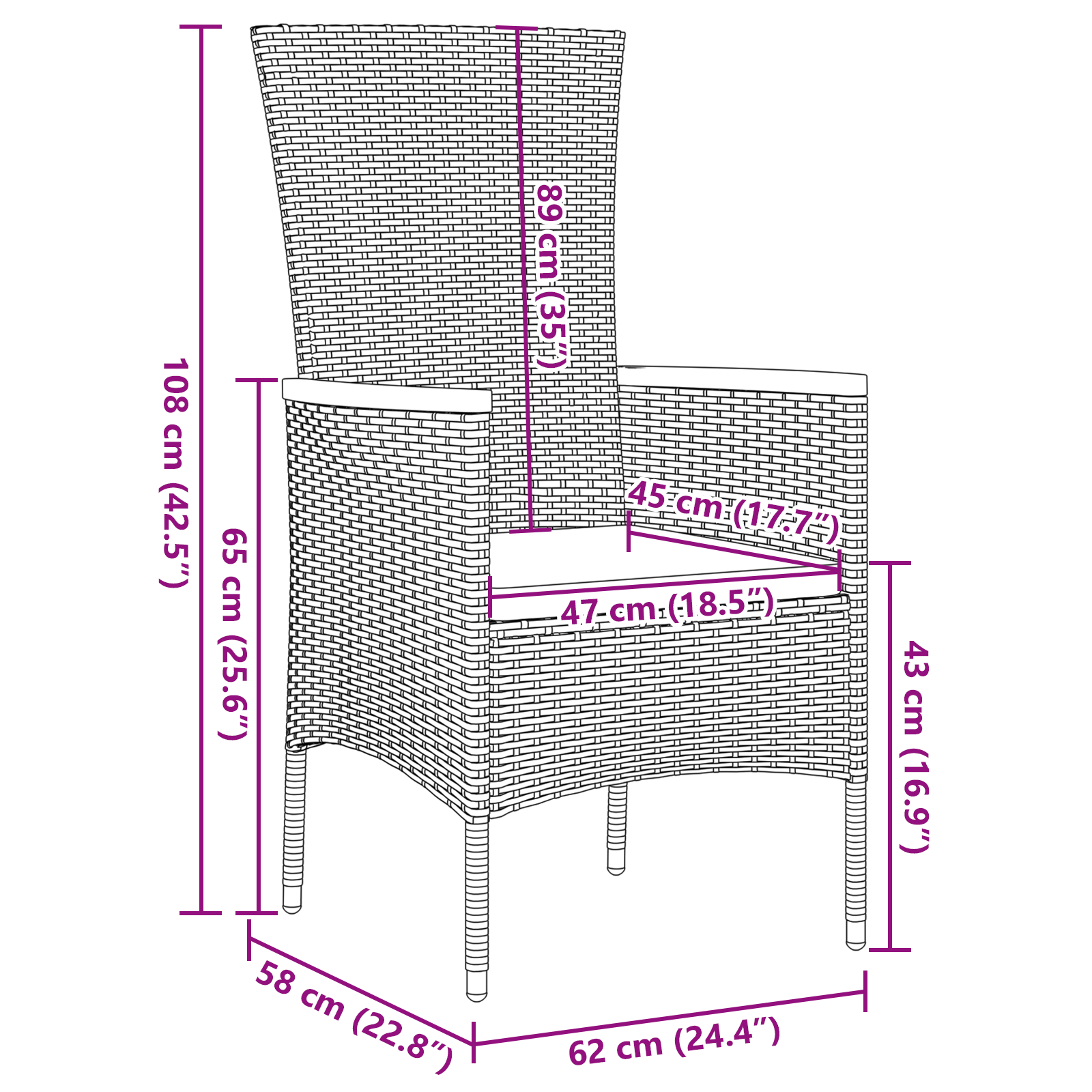 9 Часов комплект за градинско хранене с възглавници Черен полиратан - Image 10