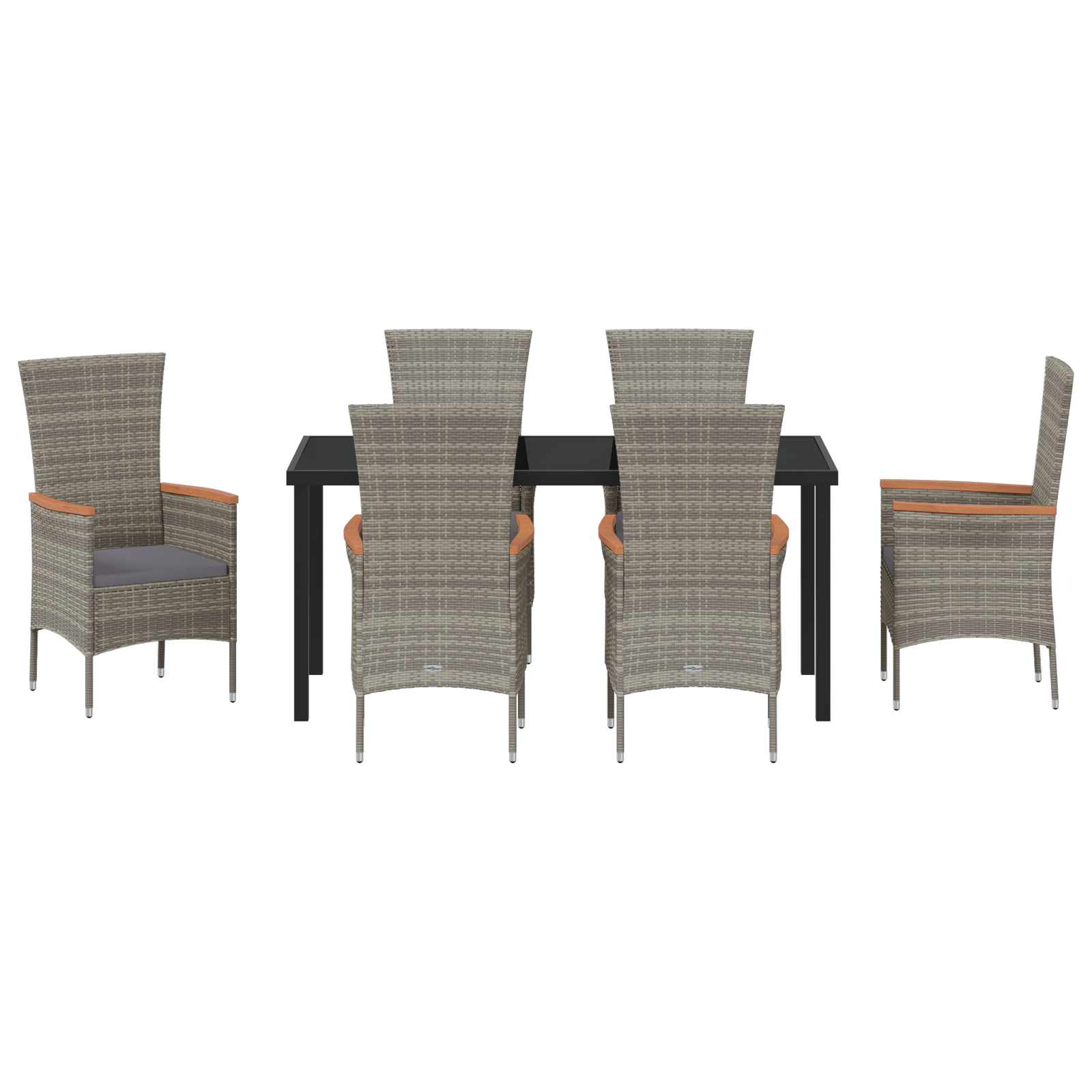 Комплект за градинско хранене от 7 части с възглавници - сив полирата - Image 7