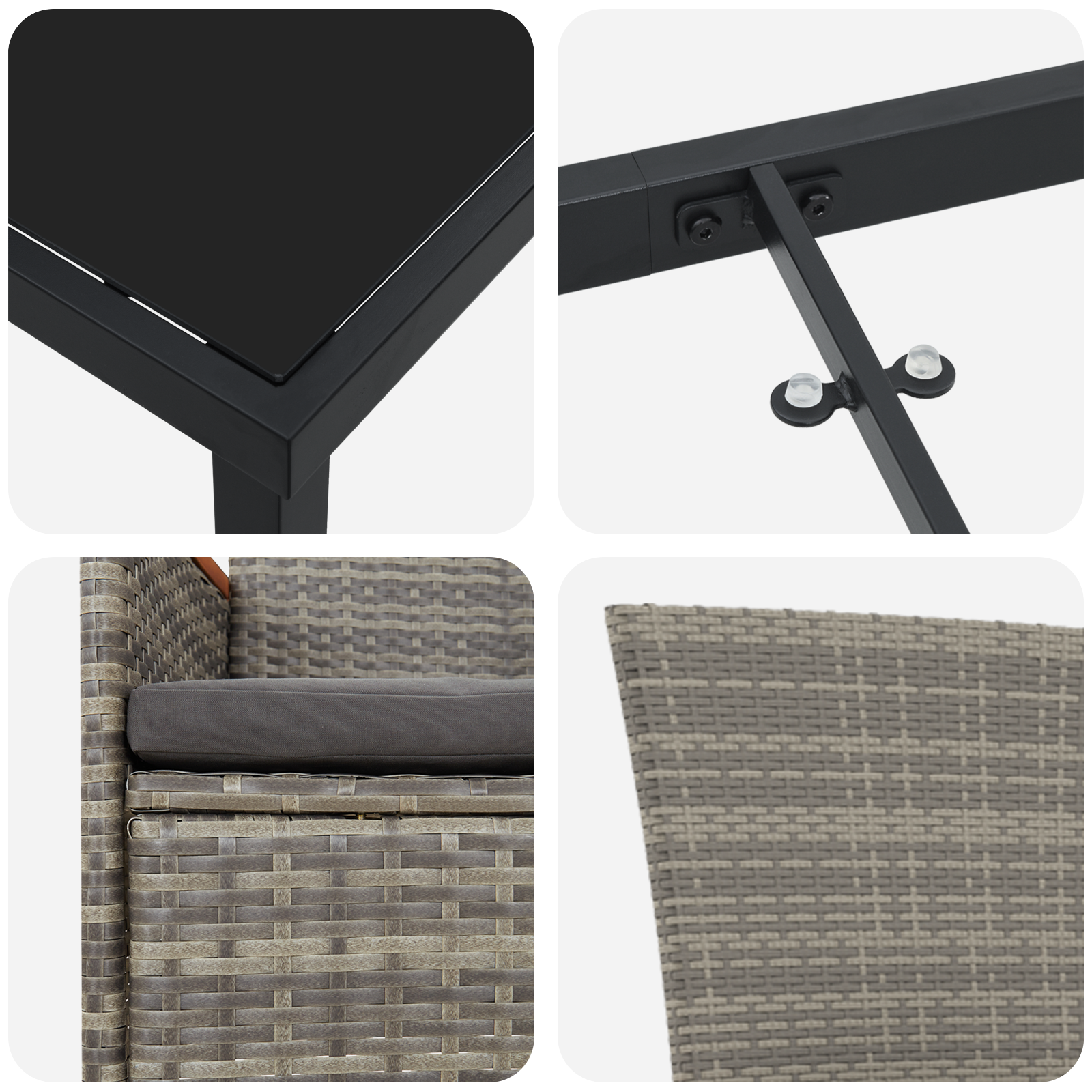 Комплект за градинско хранене с 7 части и сиви възглавници - Image 9