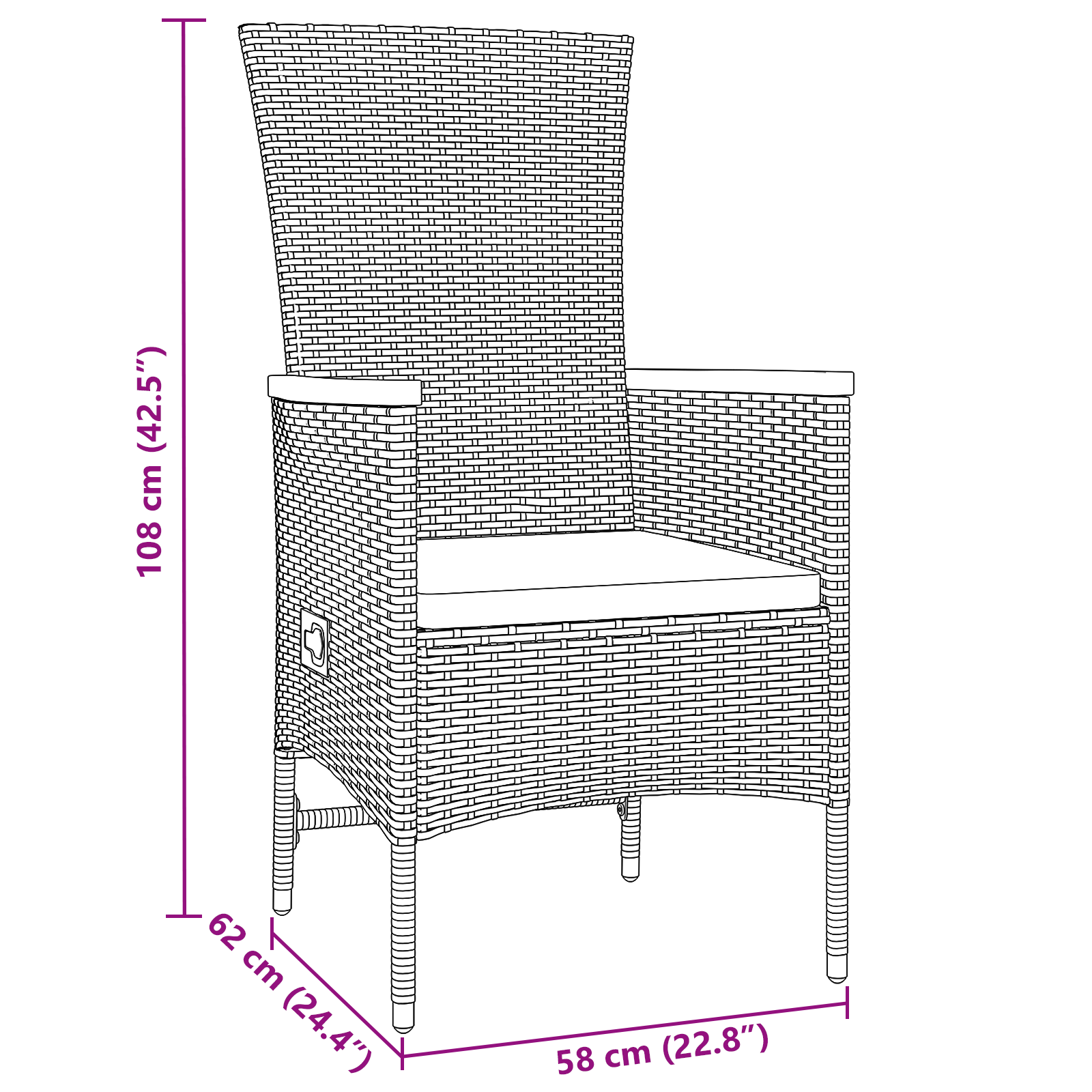 3-членен комплект за хранене в градината на със възглавници сив ратан - Image 10