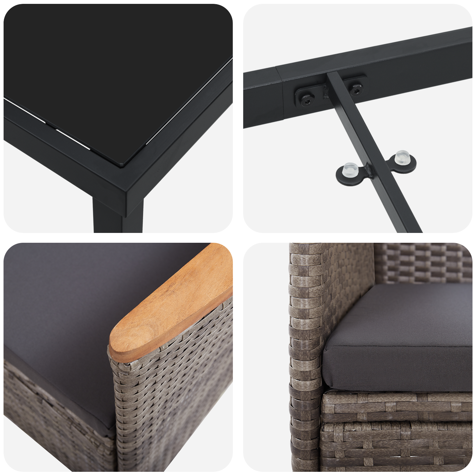 5 части градински комплект за хранене с възглавници сив полиране от ратан - Image 9