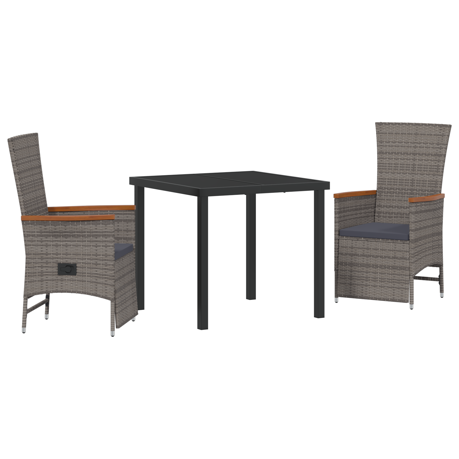 Thumbnail - vidaXL 3-teiliges Garten-Esszimmer-Set mit Kissen grau Poly-Rattan