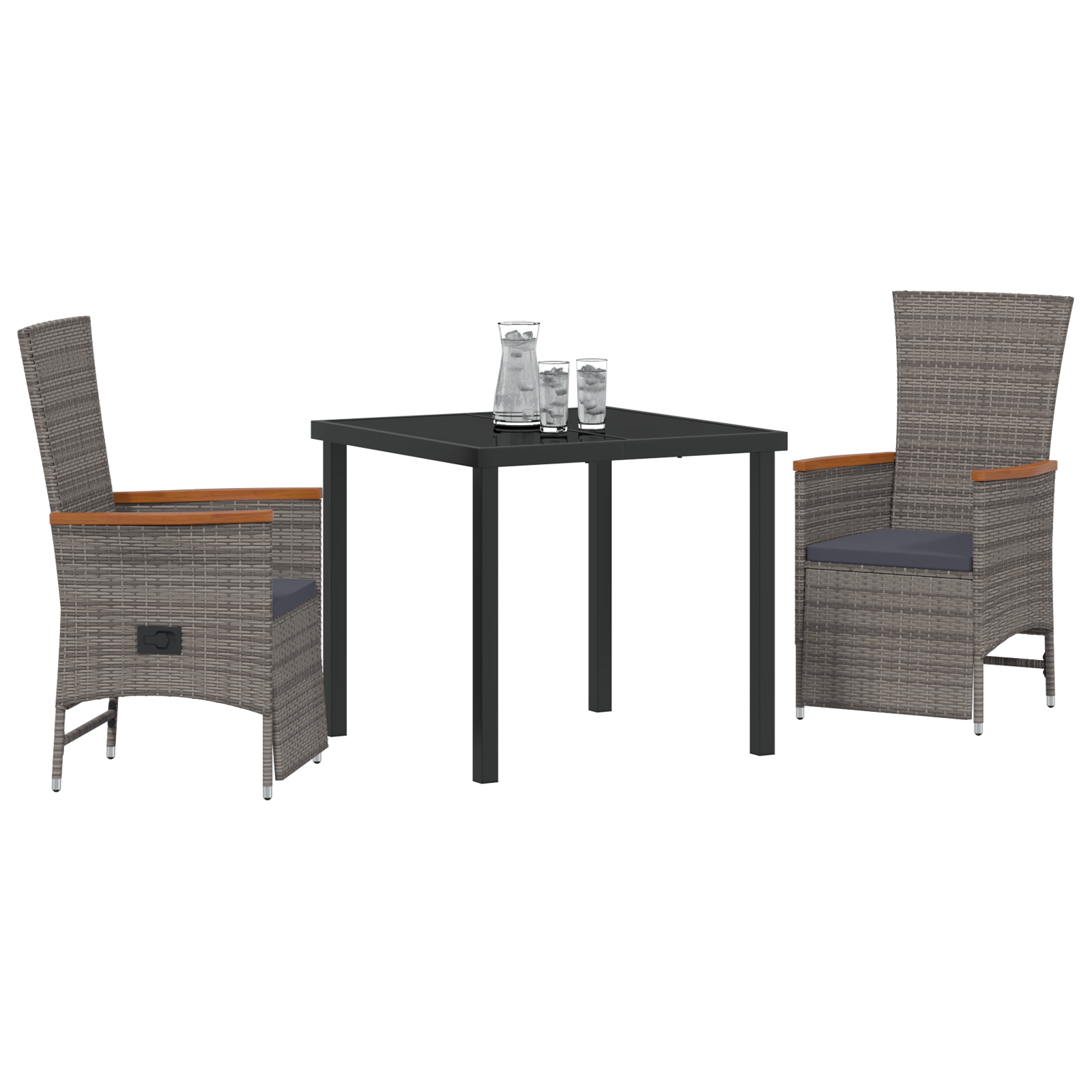 Thumbnail - vidaXL 3-teiliges Garten-Esszimmer-Set mit Kissen grau Poly-Rattan