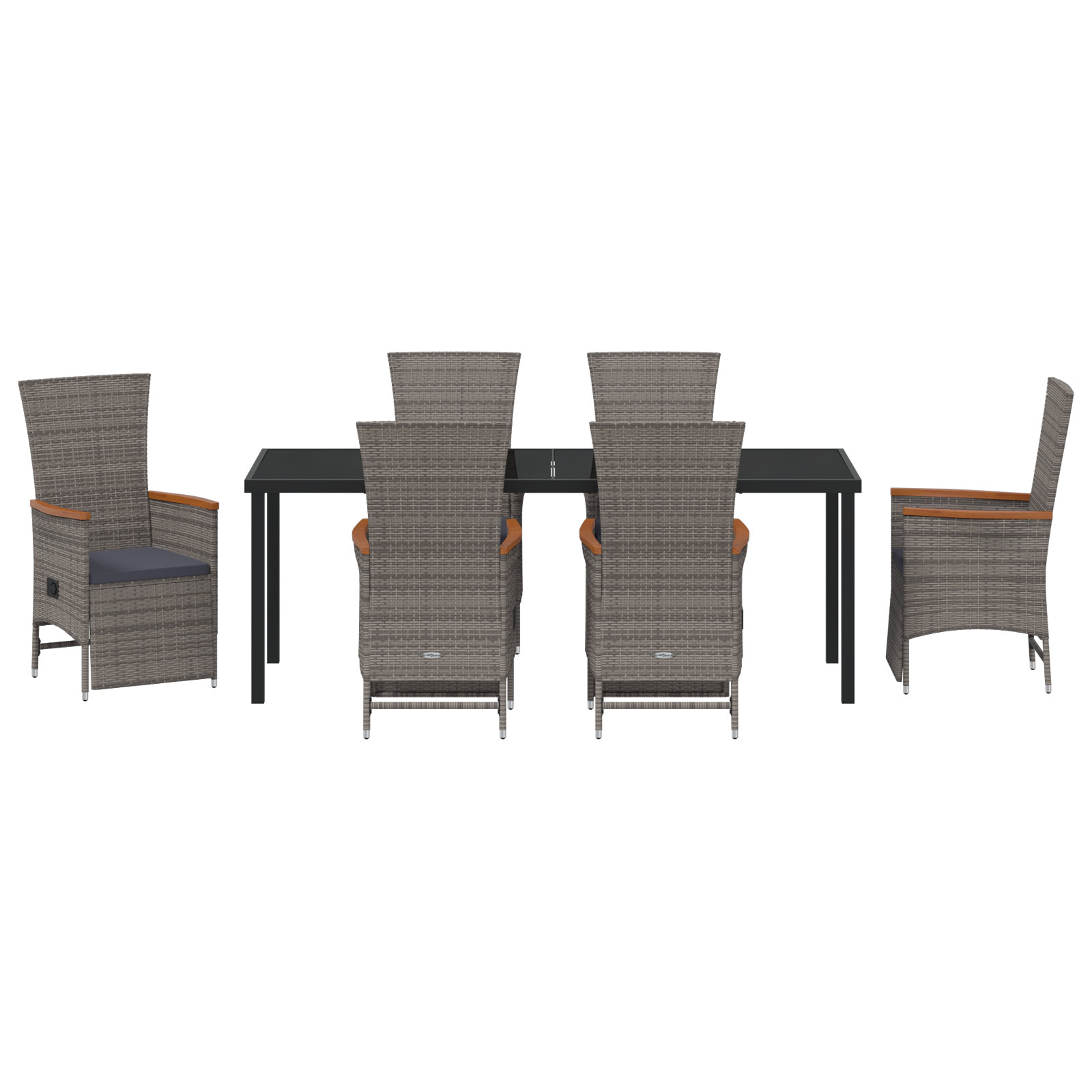 Комплект за градинско хранене от 7 части с възглавници сив полиротан - Image 7