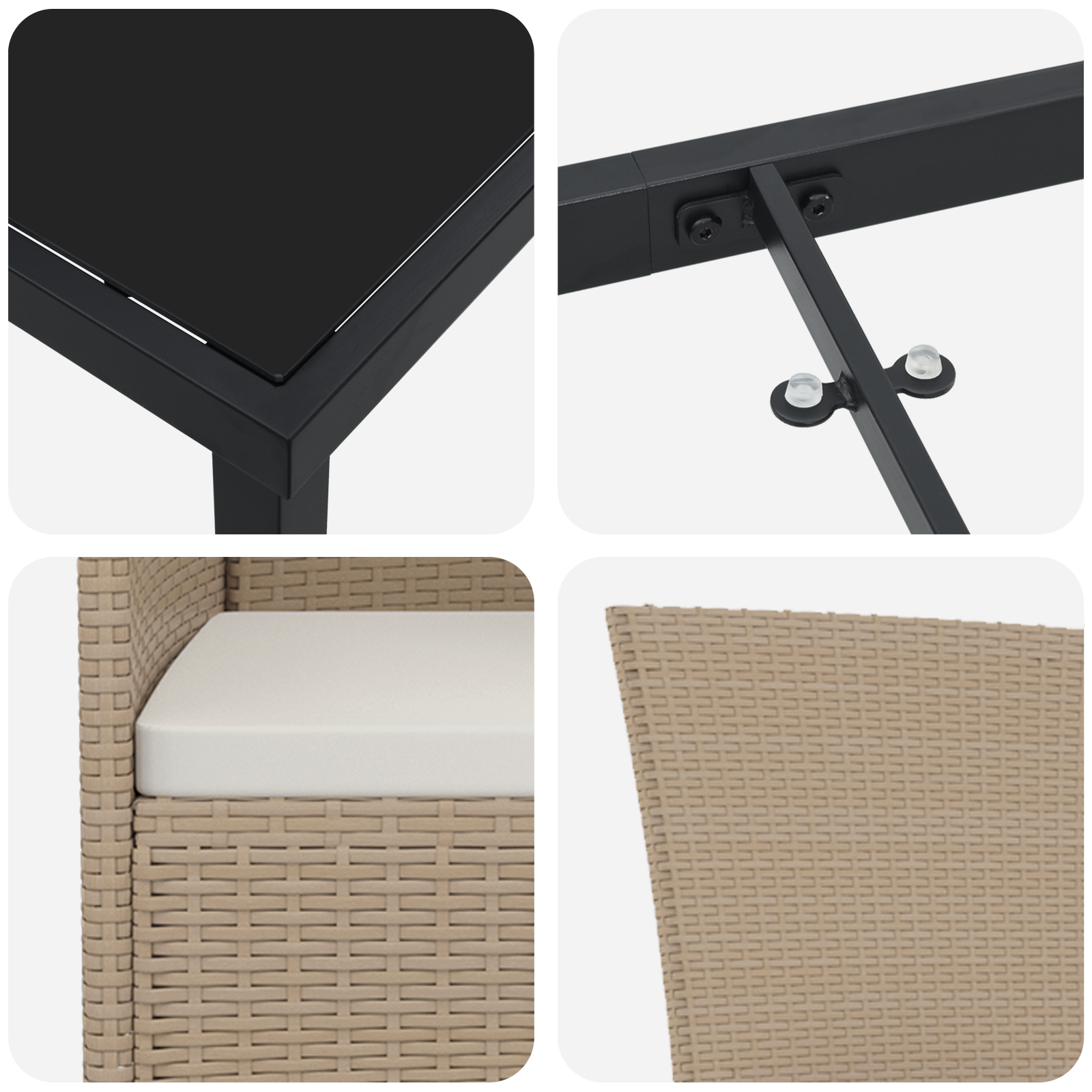 5 части градински трапезен комплект с възглавници бежов полирартан - Image 9