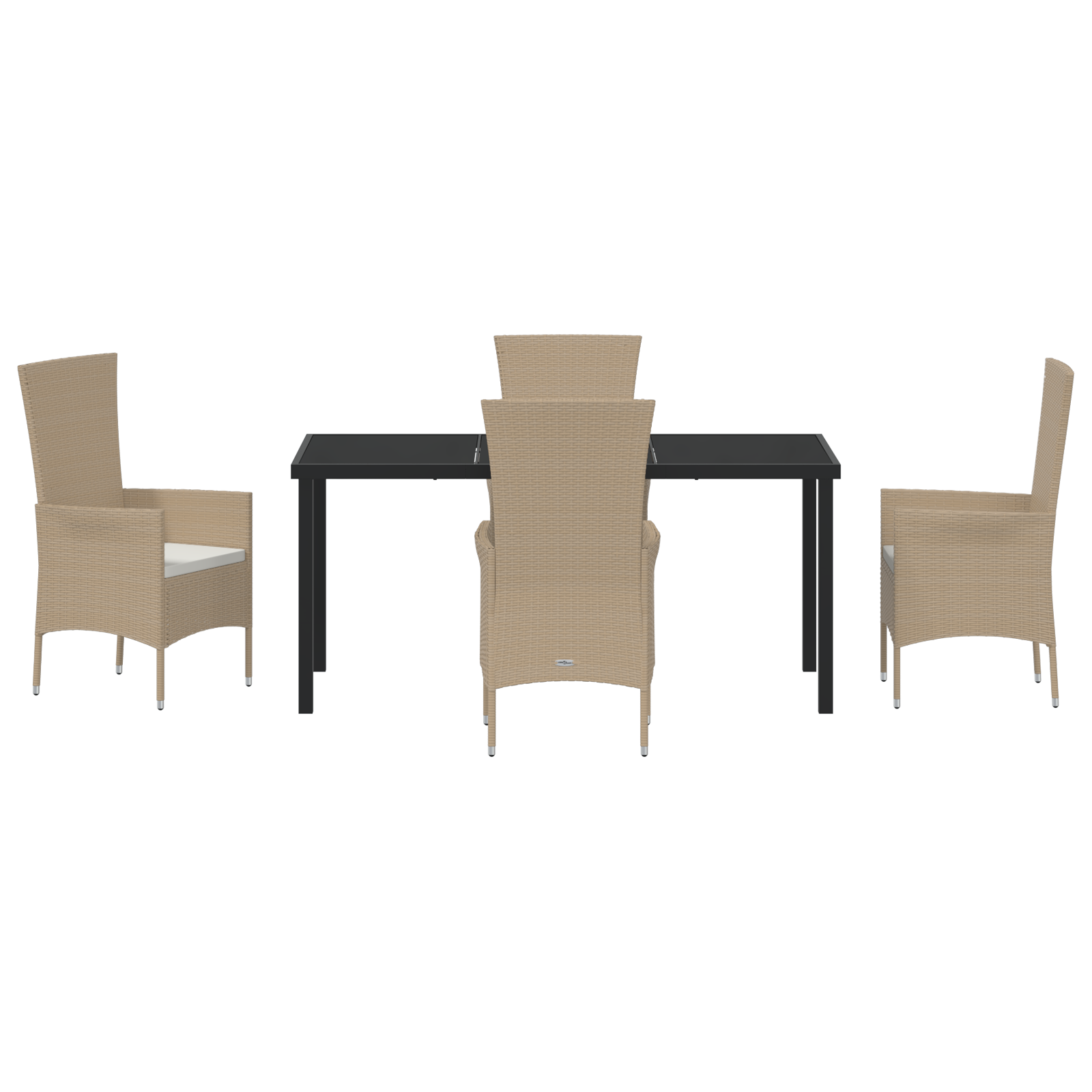 5 Часов комплект градинска маса с възглавници бежов полиратан - Image 7