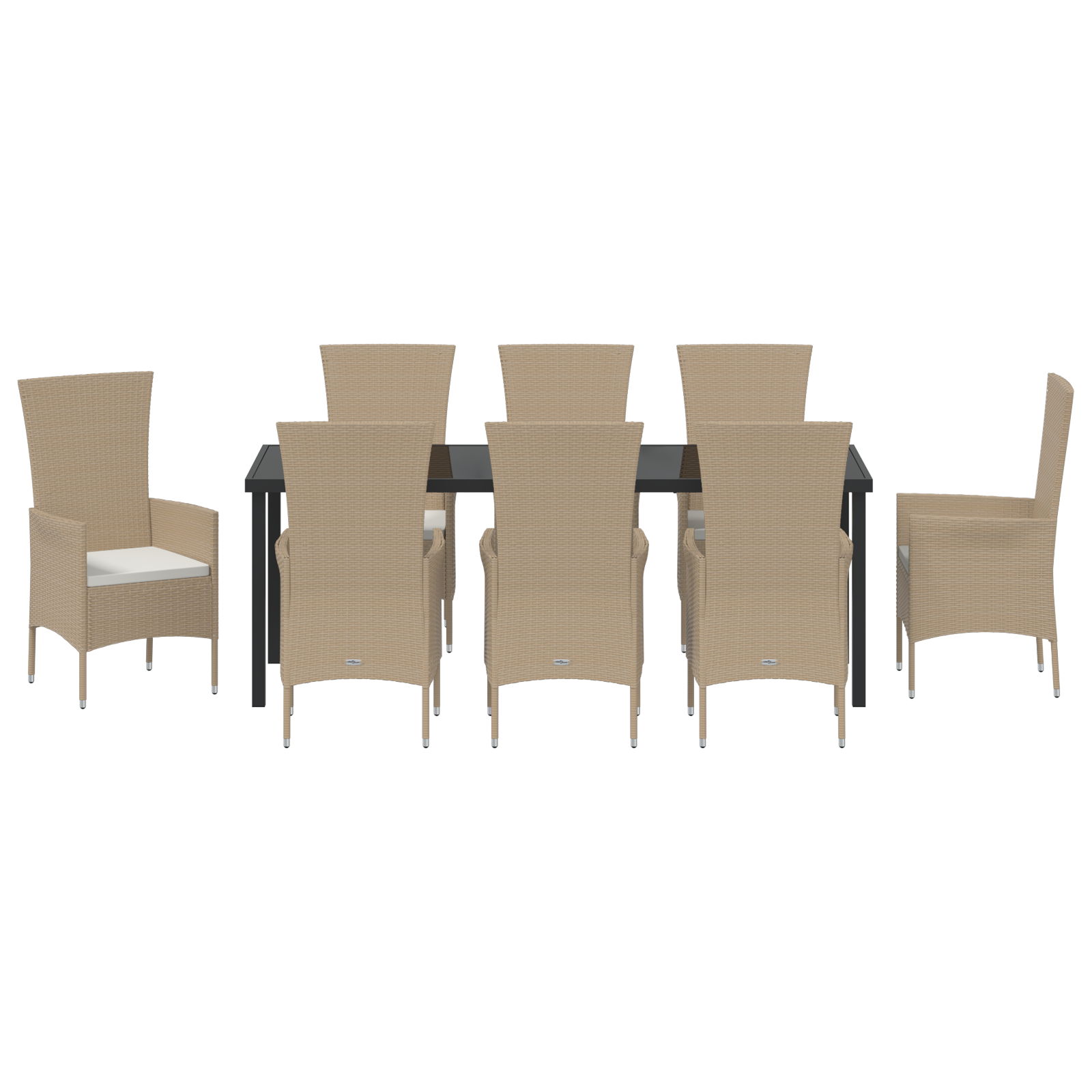 9-частов градински комплект за хранене с възглавници Бежов Полиратан - Image 7