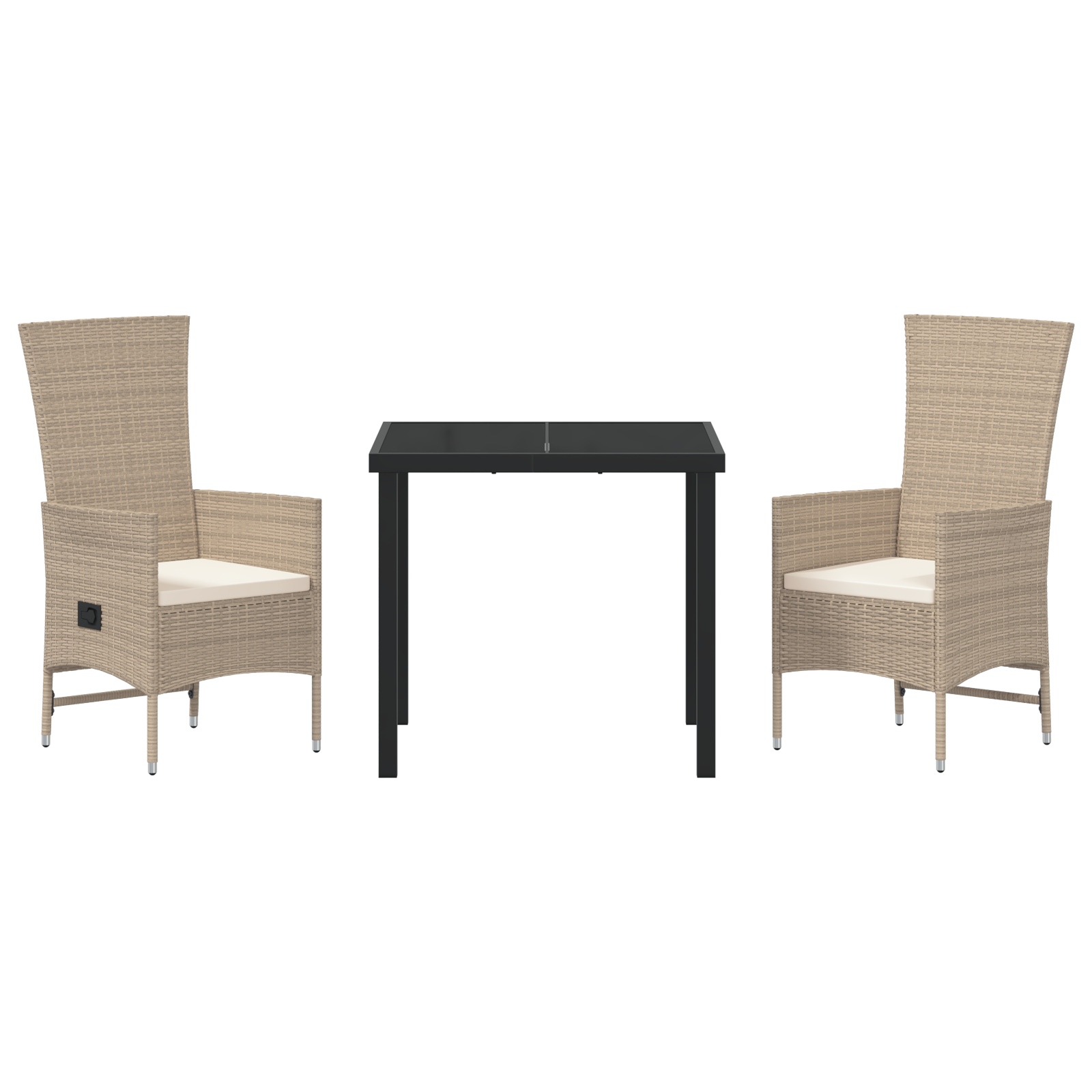 3 части комплект за трапезария с възглавници Бежов Полирана ратан - Image 7