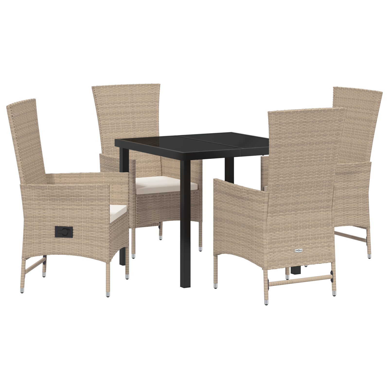 Thumbnail - vidaXL Gartenstuhl-Set mit Kissen 5 pcs Beige 80 x 80 x 73 cm