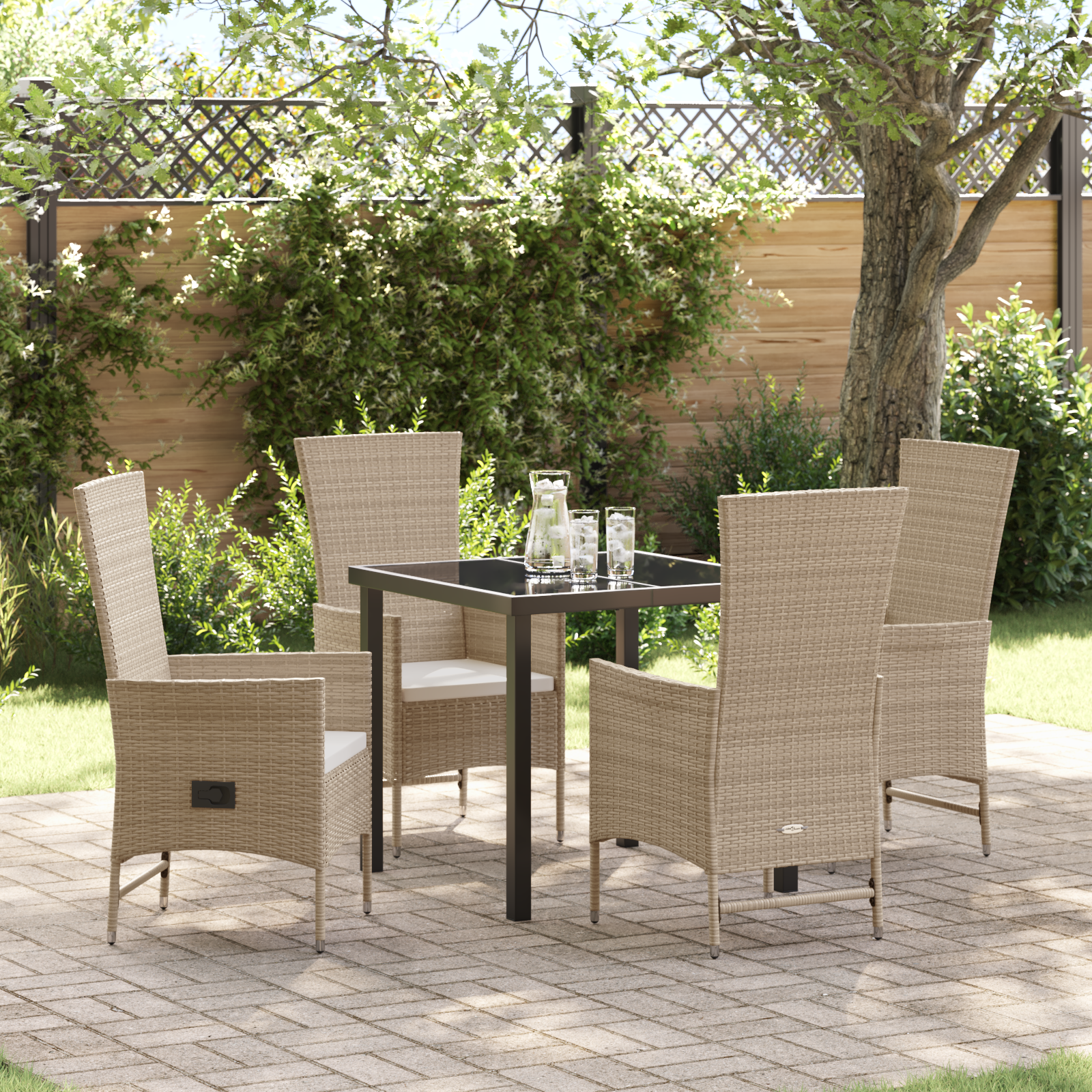 Thumbnail - vidaXL Gartenstuhl-Set mit Kissen 5 pcs Beige 80 x 80 x 73 cm
