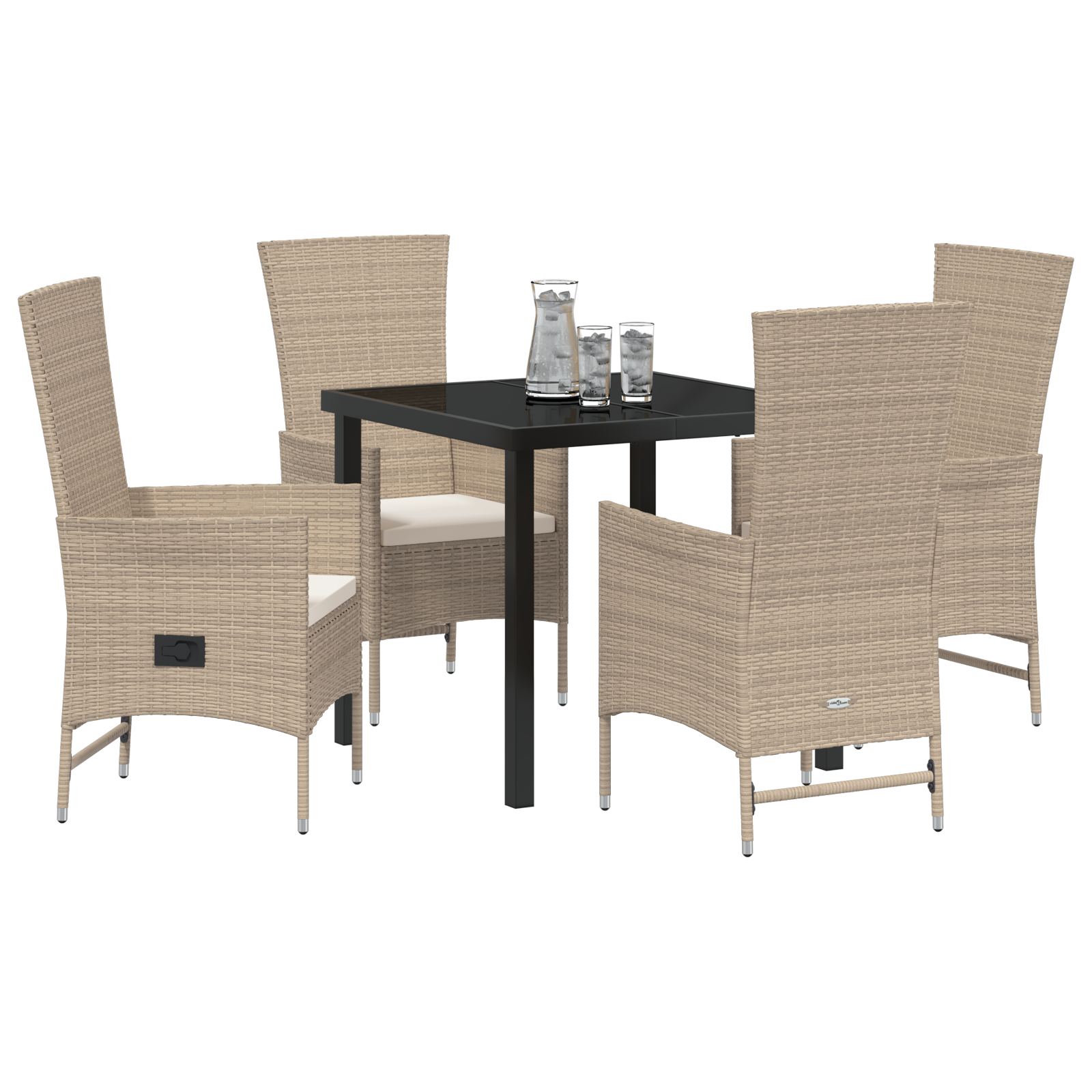 Thumbnail - vidaXL Gartenstuhl-Set mit Kissen 5 pcs Beige 80 x 80 x 73 cm