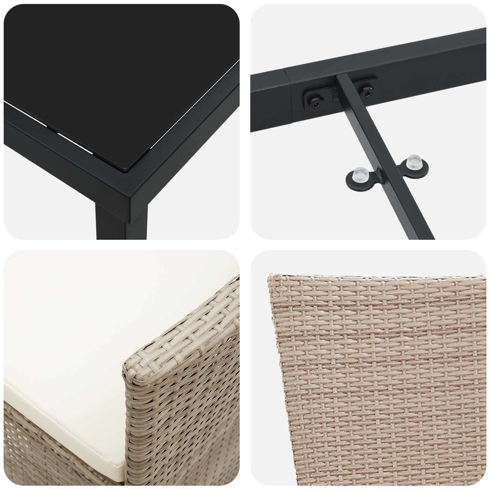 5-частен комплект градинска маса с възглавници бежов полиратан - Image 9