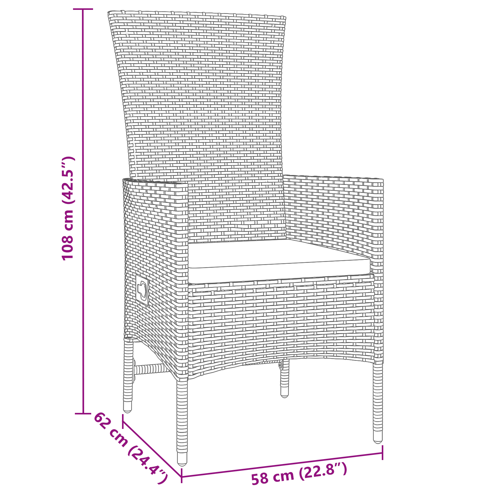 Комплект градинска маса и столове от 3 части с възглавници Бежов Полиратан - Image 10