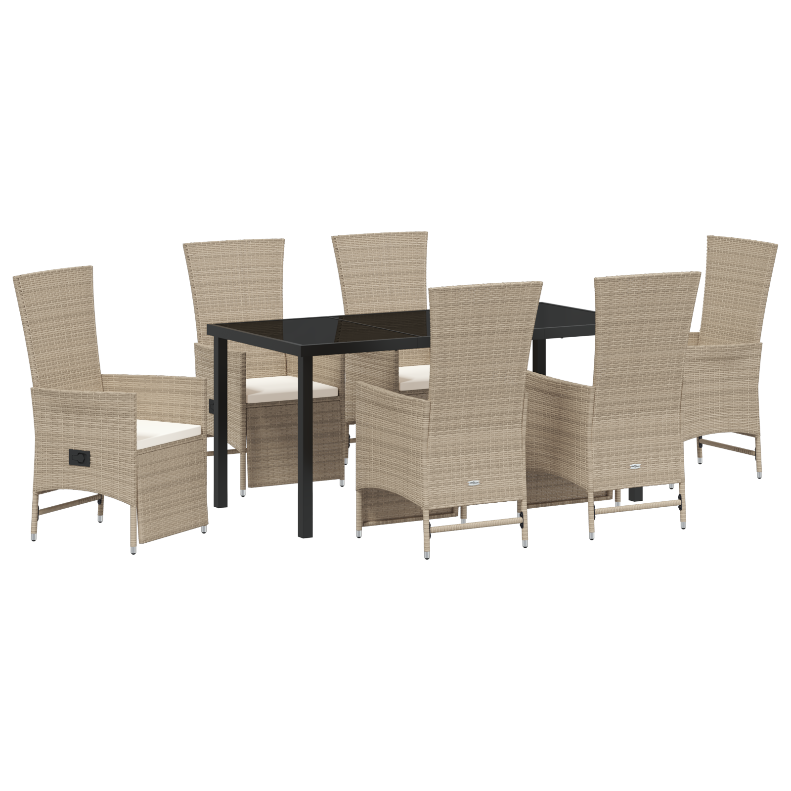 Thumbnail - vidaXL Liegestuhl-Set für den Garten 7 pcs Beige 160 x 80 x 73 cm