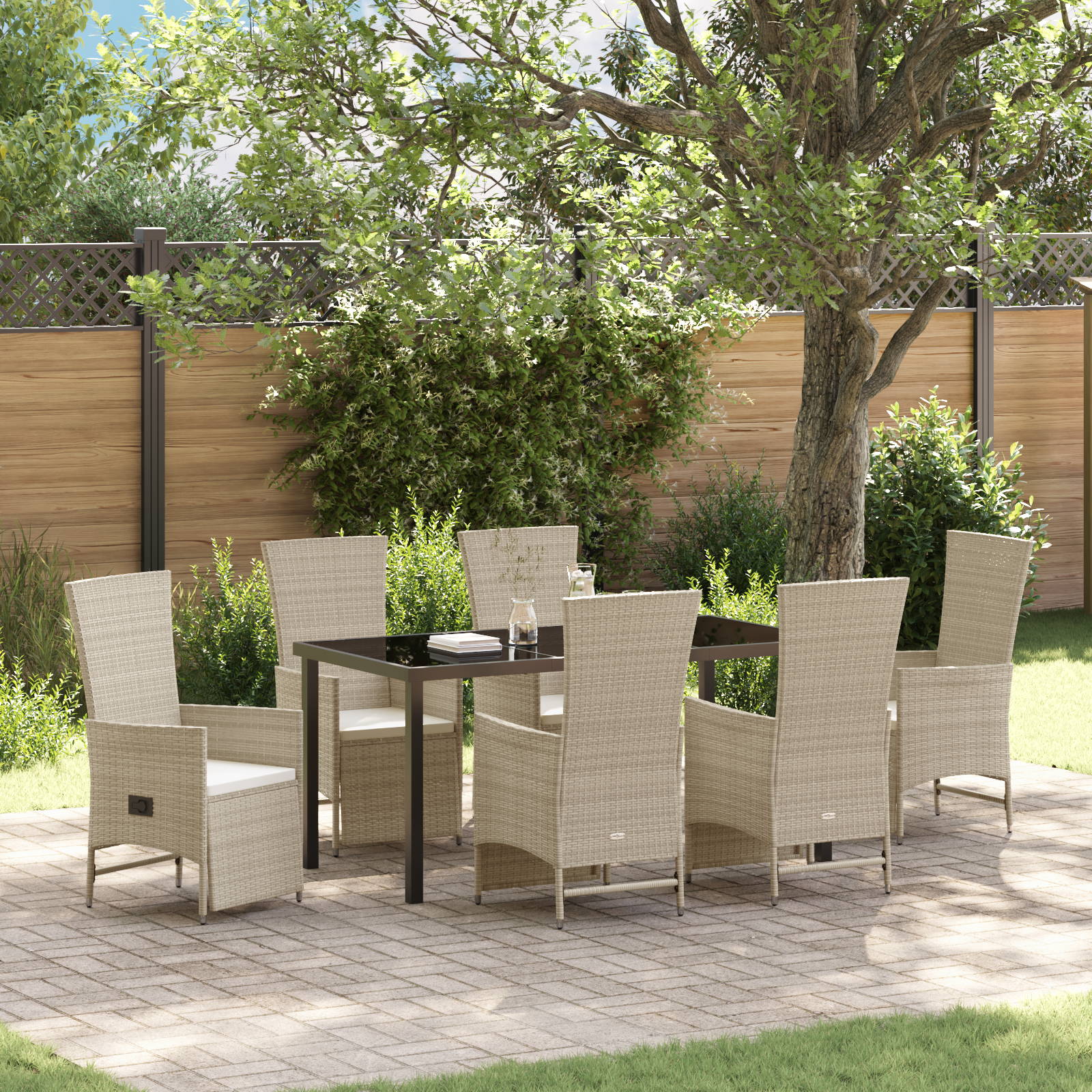 Thumbnail - vidaXL Liegestuhl-Set für den Garten 7 pcs Beige 160 x 80 x 73 cm