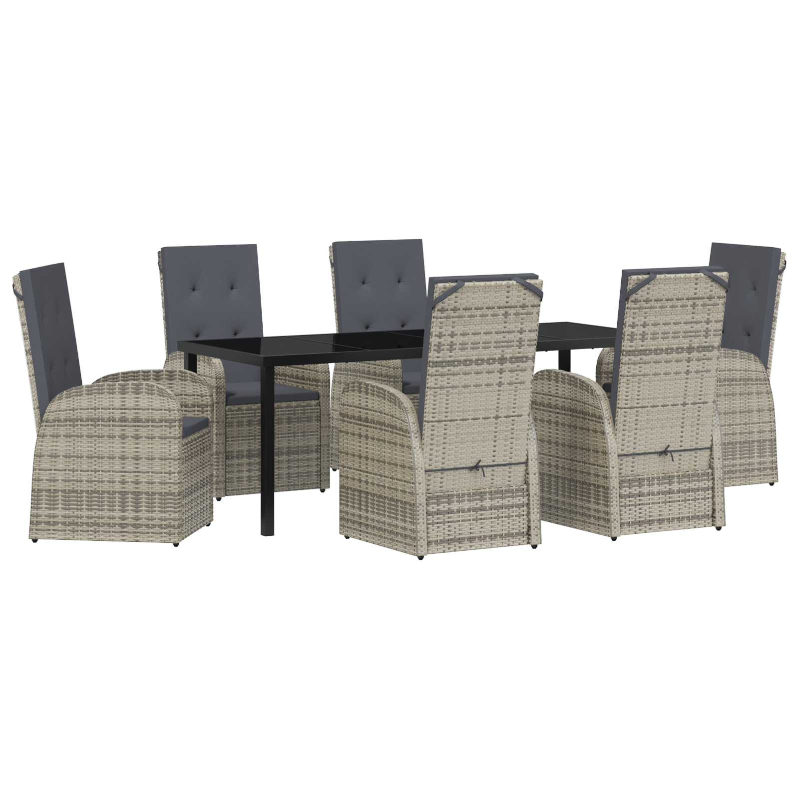 7 Часова Градинска Трапезарийна Комплект с Възглавници Сиво Полирата - Image 2