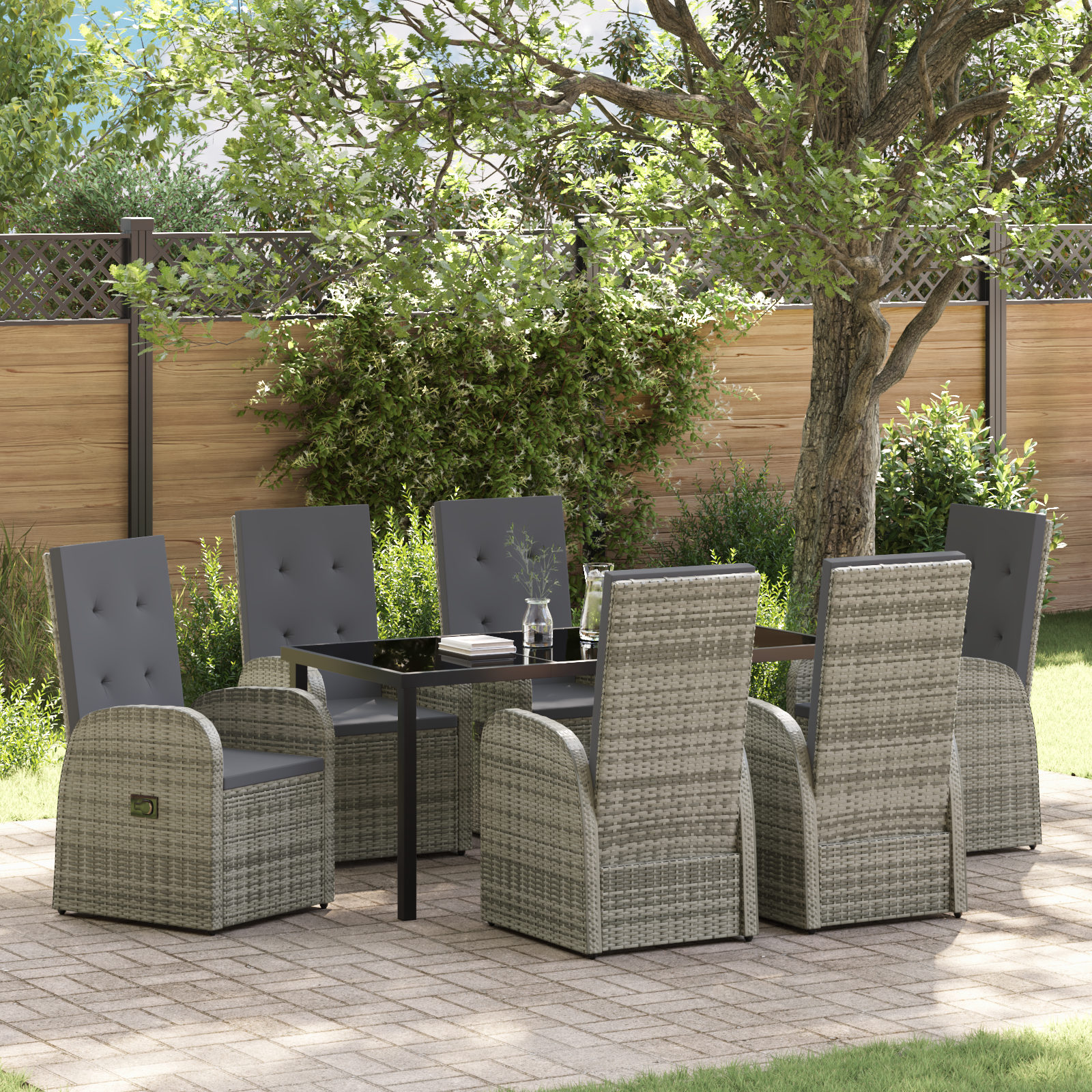 Thumbnail - vidaXL Verstellbare Gartenstühle 7 pcs Grau 160 x 80 x 73 cm