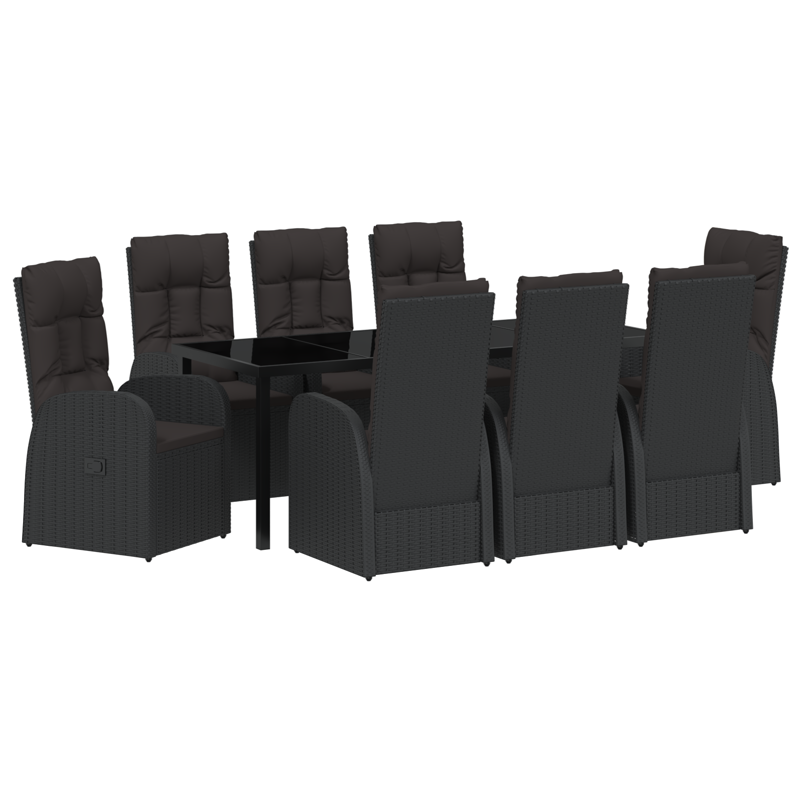 Thumbnail - vidaXL 9-teiliges Garten-Dining-Set mit Kissen Schwarz Poly-Rattan