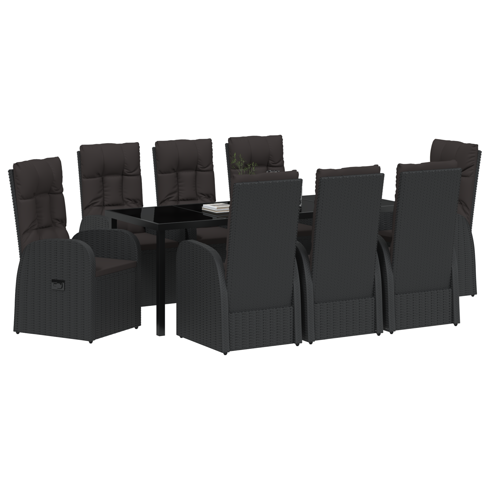 Thumbnail - vidaXL 9-teiliges Garten-Dining-Set mit Kissen Schwarz Poly-Rattan