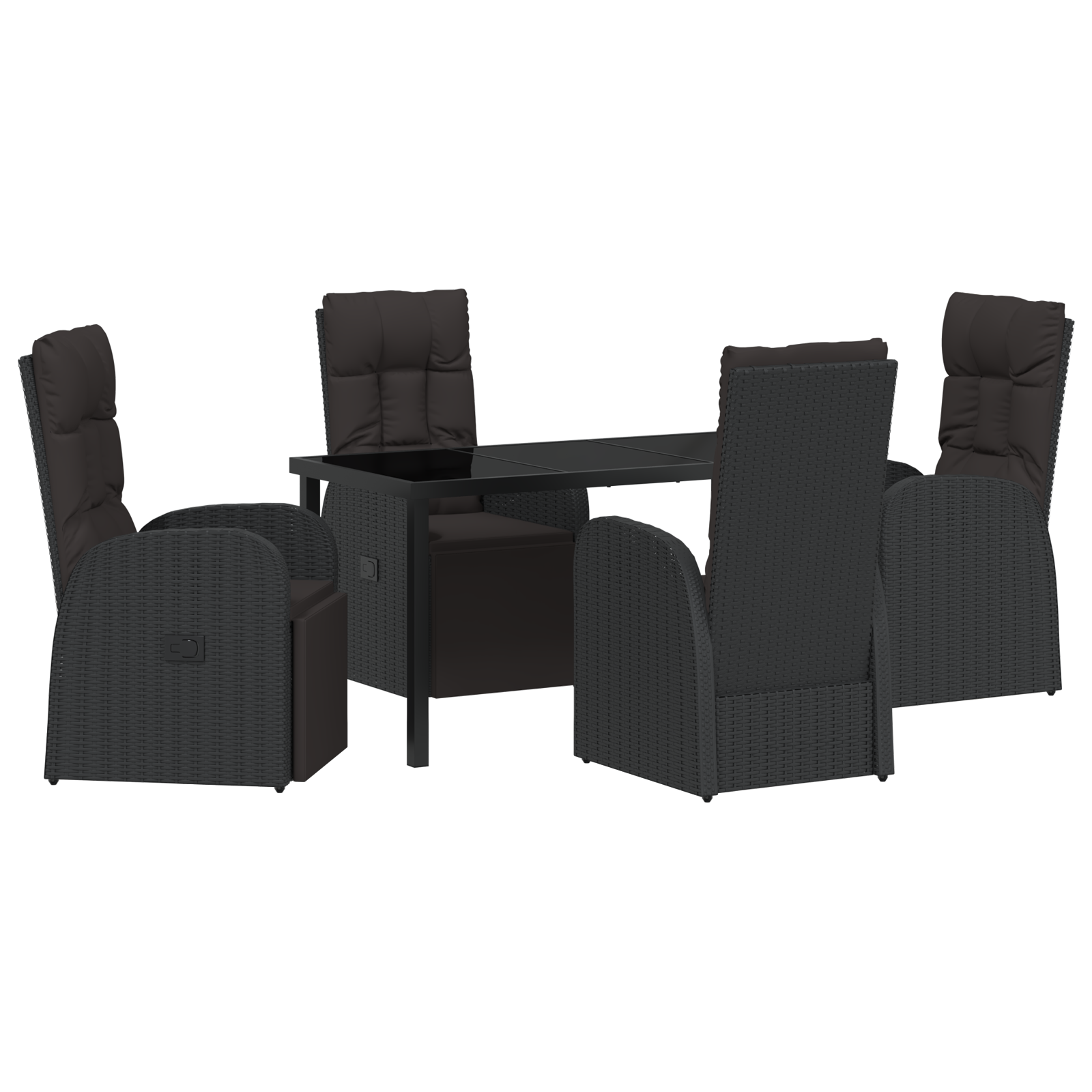 Thumbnail - vidaXL 5-teiliges Garten-Dining-Set mit Kissen, Schwarz, Poly Rattan.