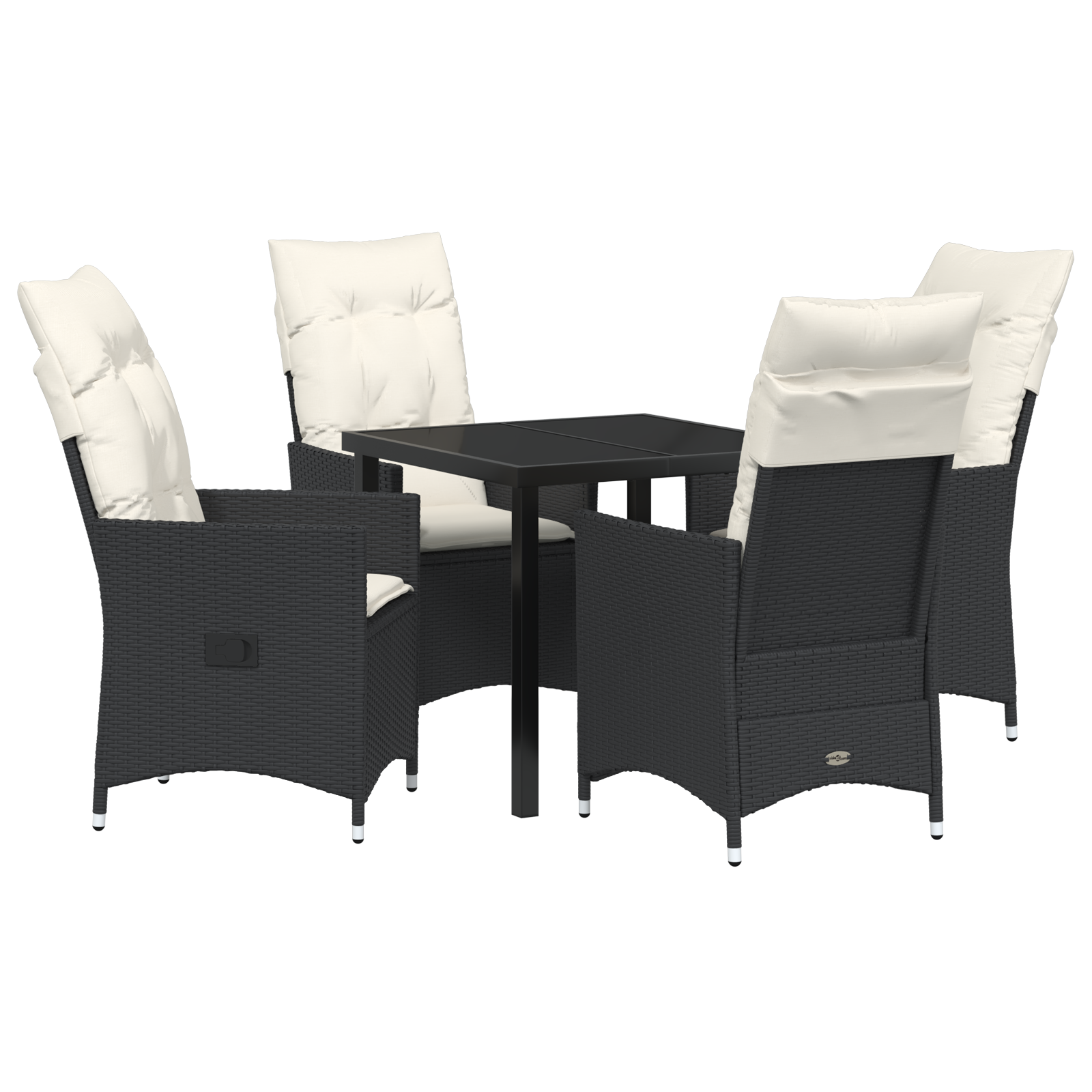 Thumbnail - vidaXL 5-teiliges Garten-Dining-Set mit Kissen - Schwarzes Poly-Rattan