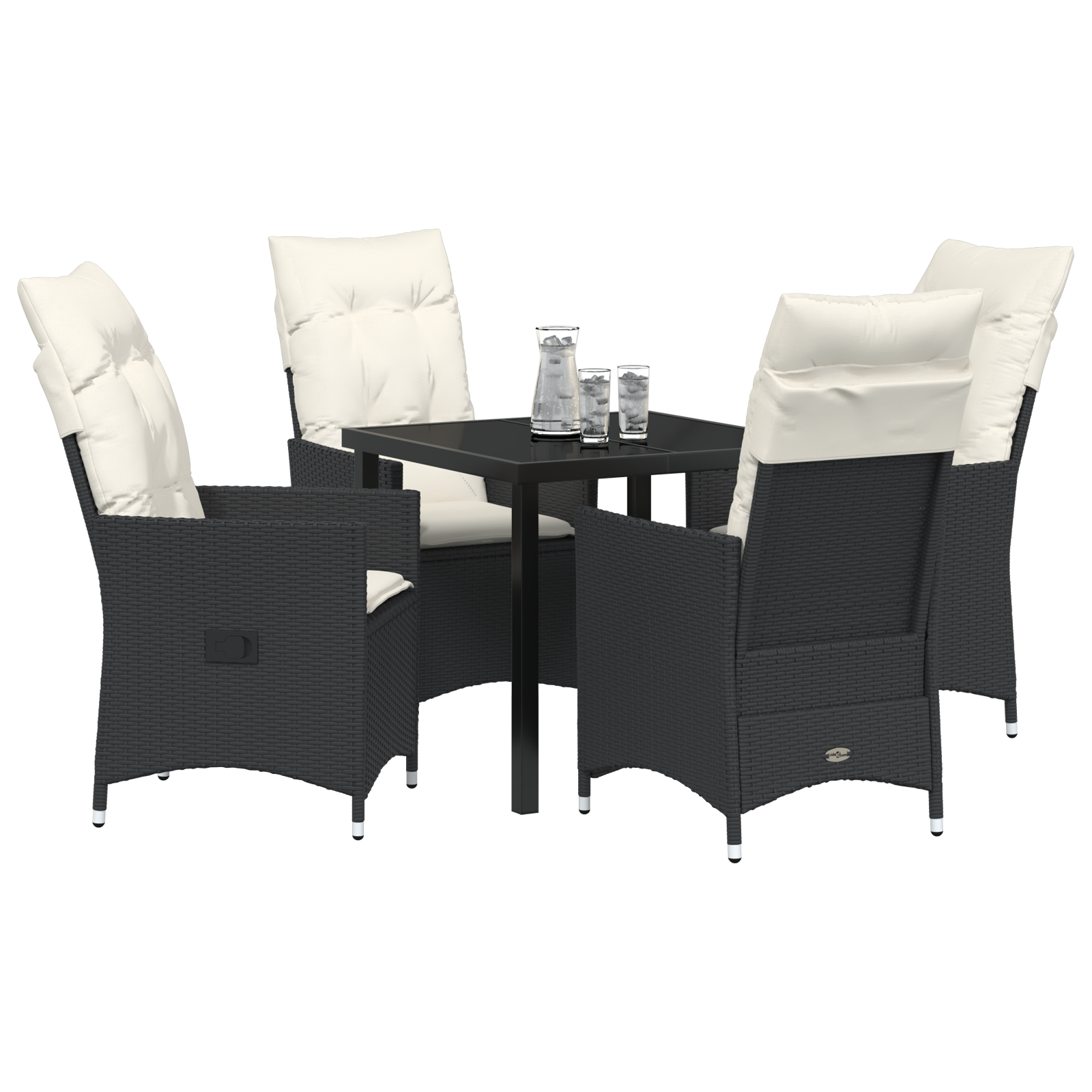 Thumbnail - vidaXL 5-teiliges Garten-Dining-Set mit Kissen - Schwarzes Poly-Rattan