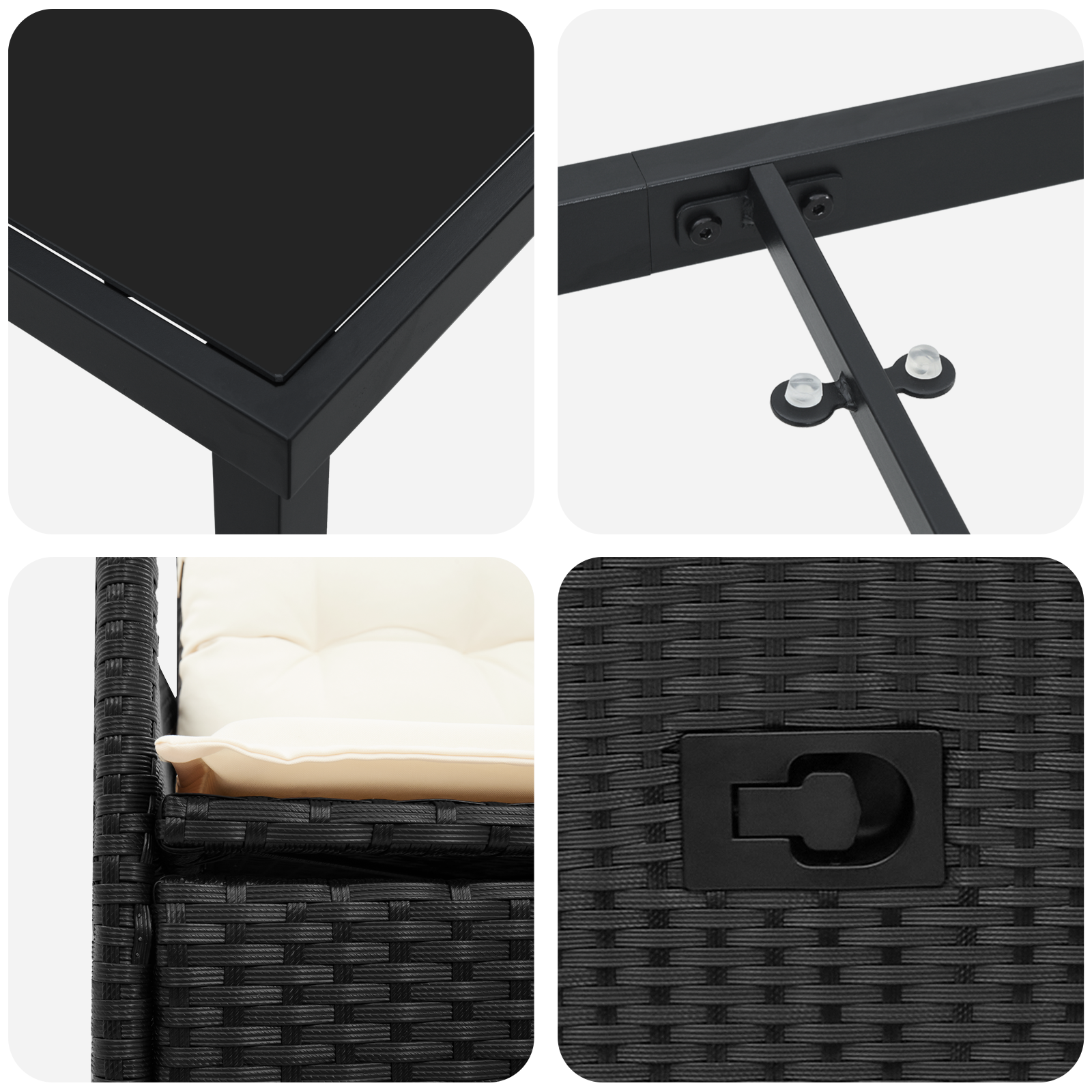 5 Членен комплект за градина с възглавници Черен полиратан - Image 9