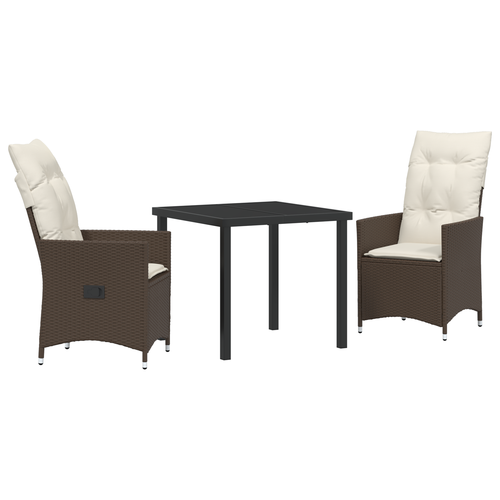 Комплект градински маси с възглавници Кафяв поли ратан - Image 2