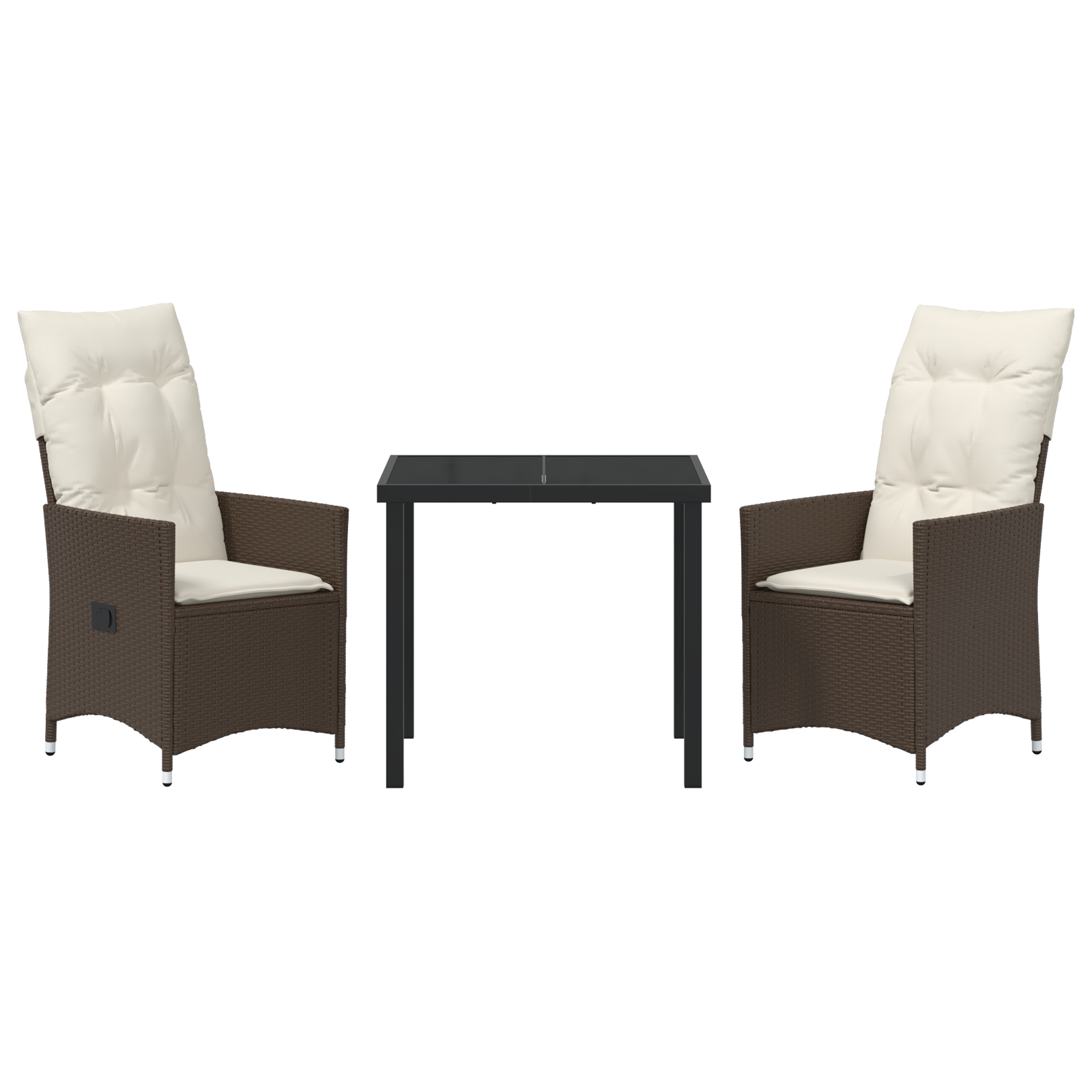 Комплект градински маси с възглавници Кафяв поли ратан - Image 7