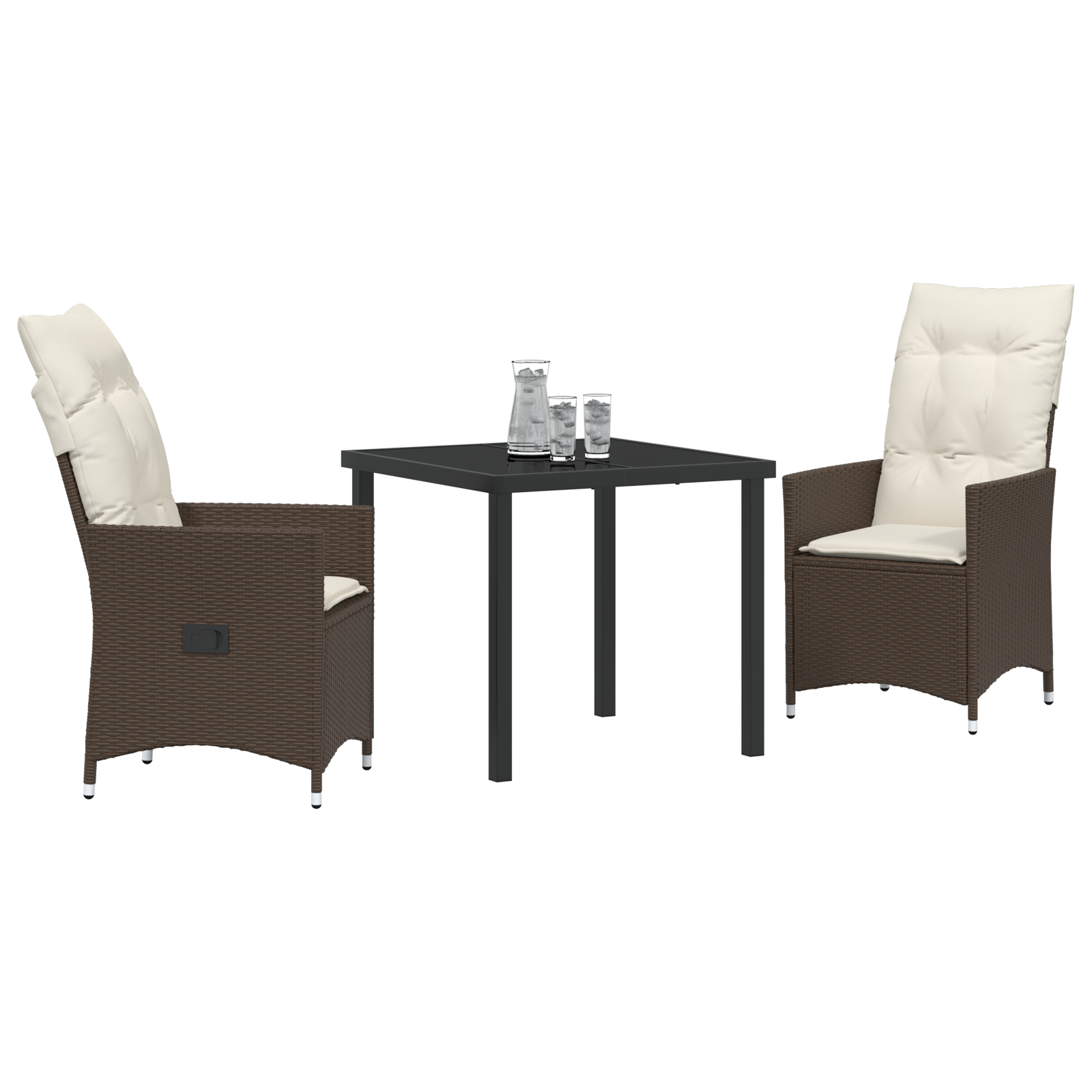 Комплект градински маси с възглавници Кафяв поли ратан - Image 3