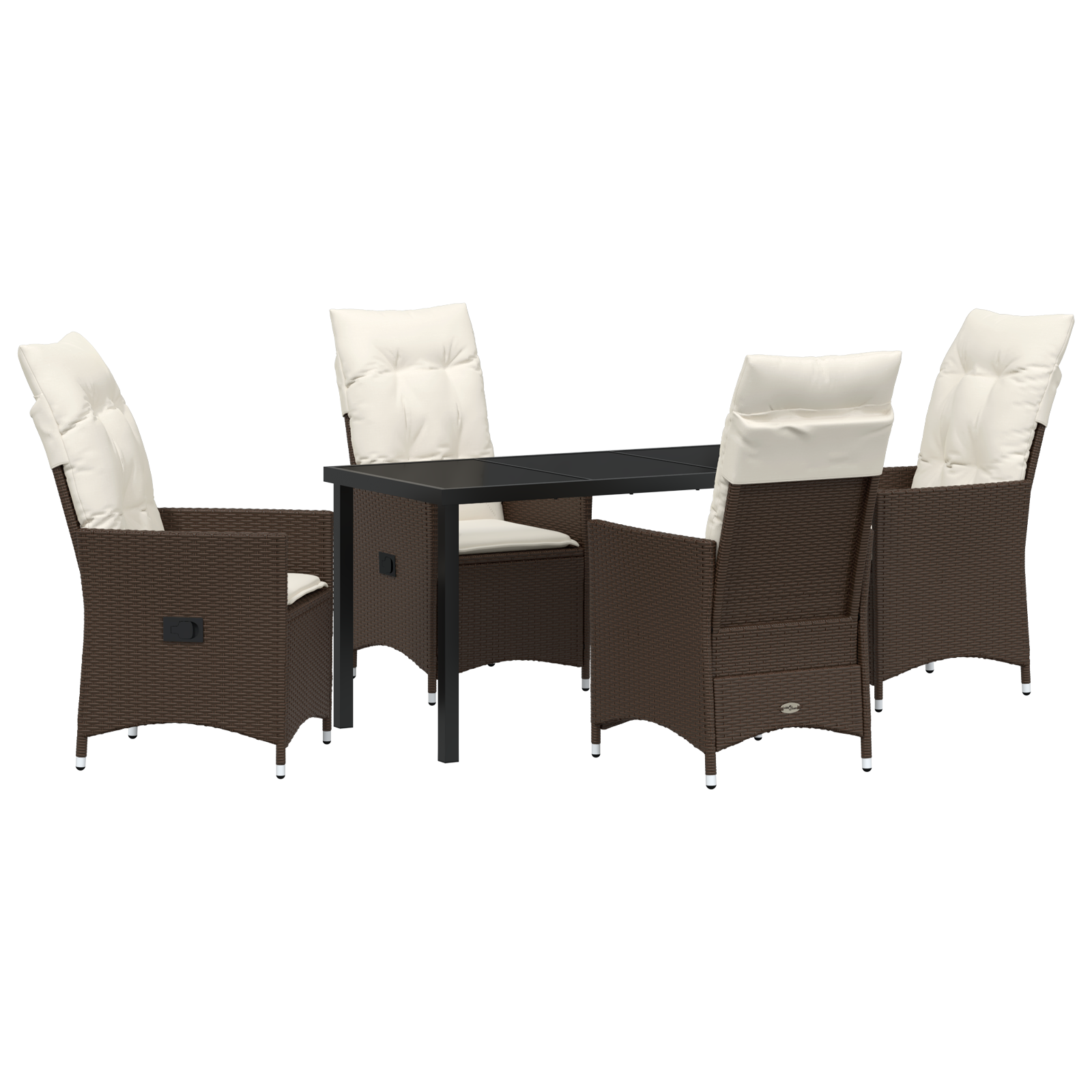 Thumbnail - vidaXL 5-teiliges Garten-Dining-Set mit Kissen in Braun aus Poly-Rattan.