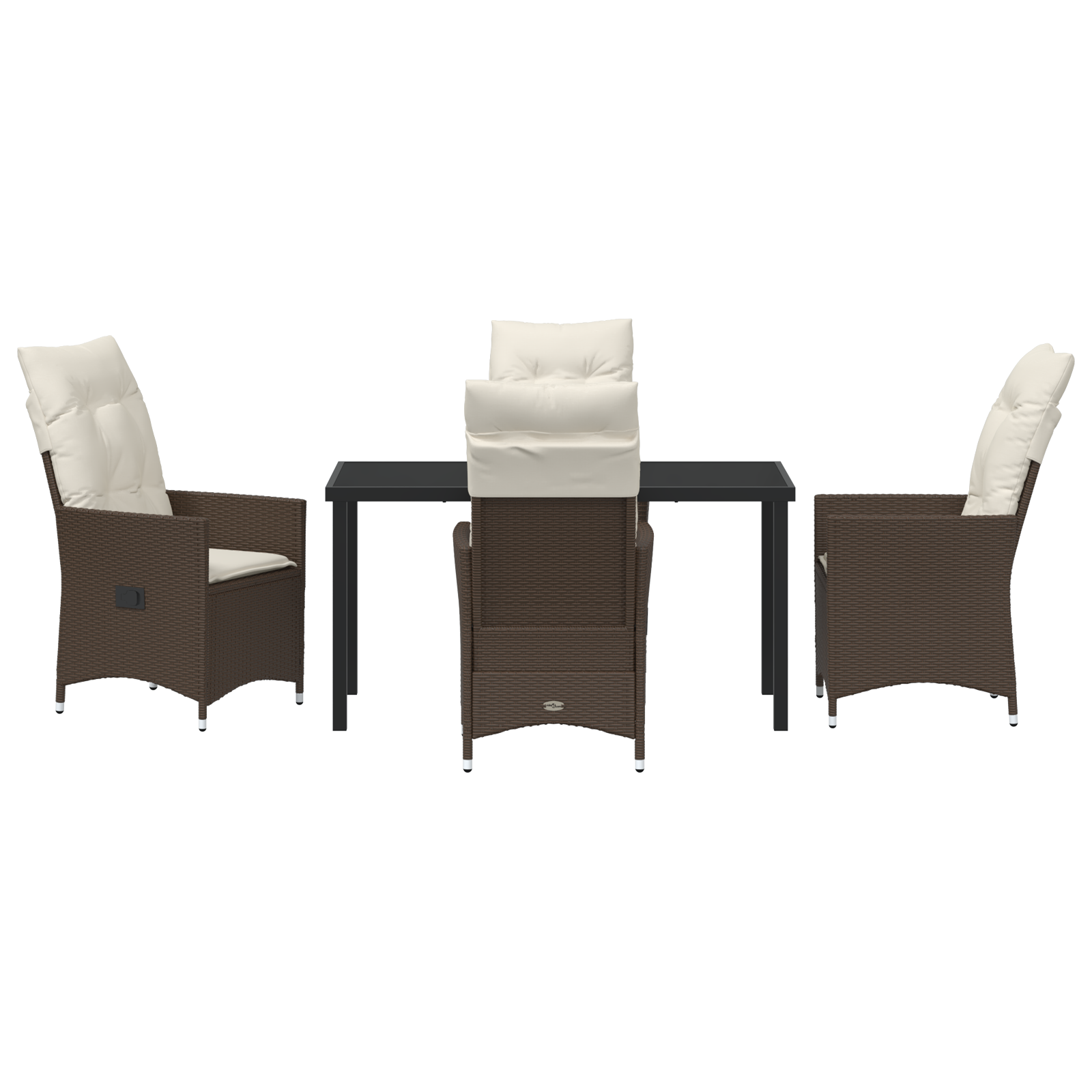 5-Частен градински комплект за хранене с възглавници Кафяв Полиратан - Image 7